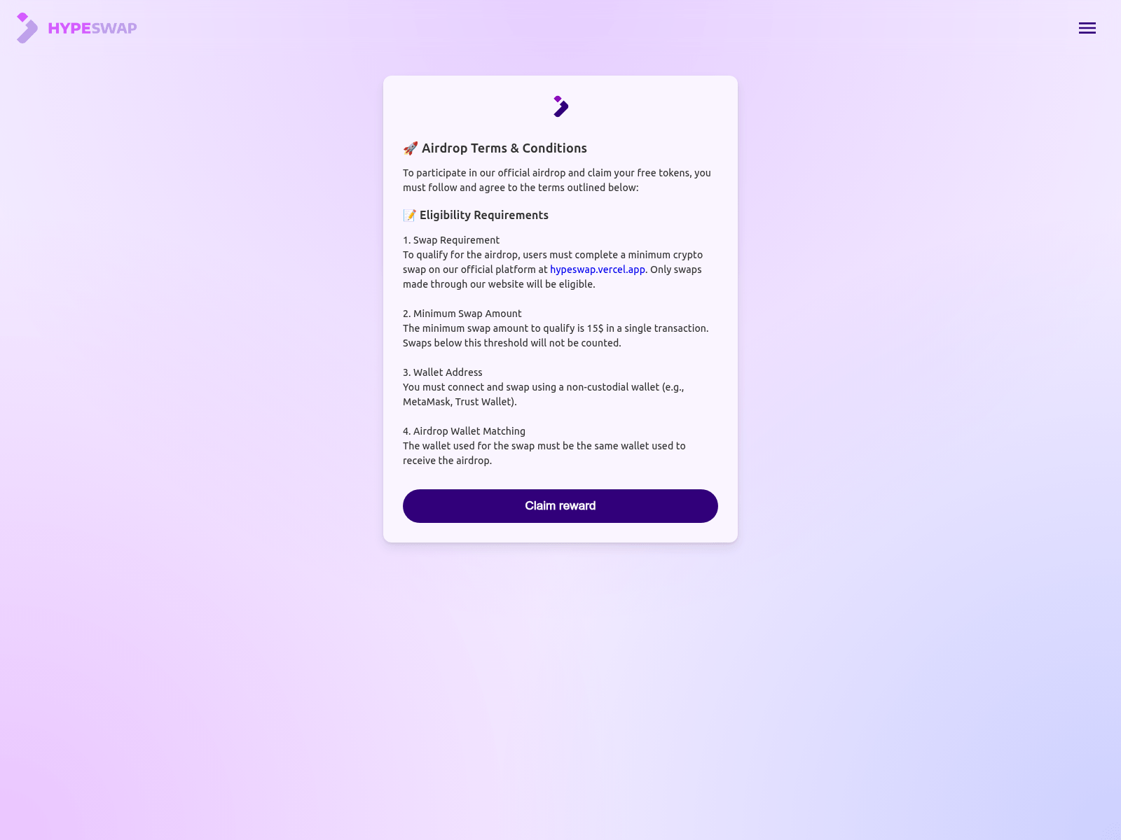 Screenshot of hypeswap.vercel.app