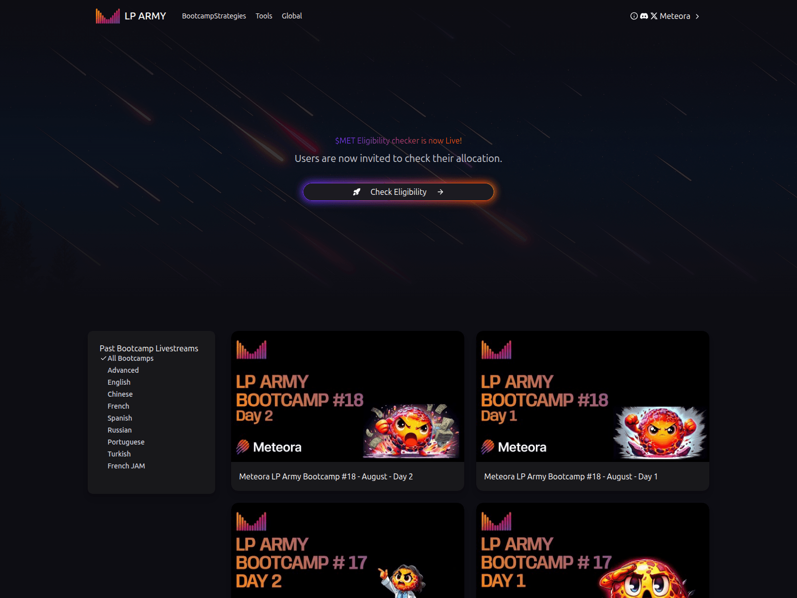 Screenshot of eligibility-meteora.xyz