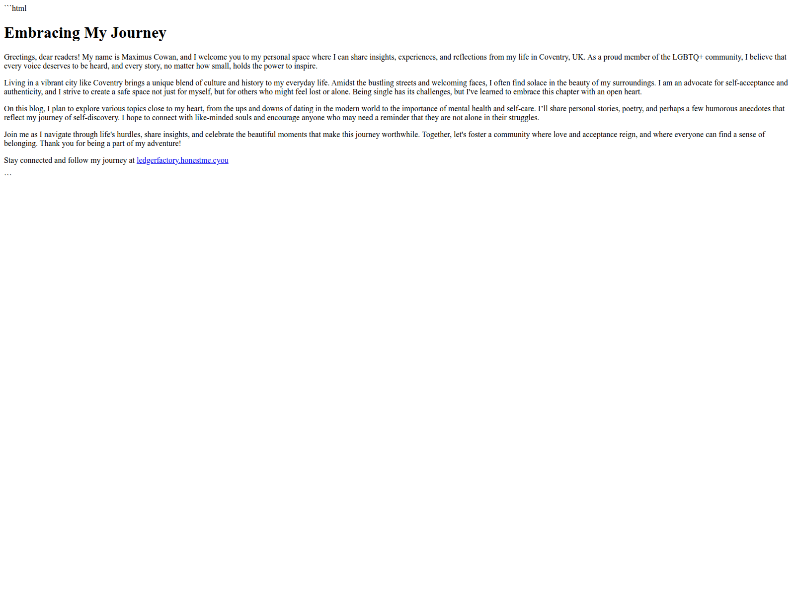 Screenshot of ledgerfactory.honestme.cyou