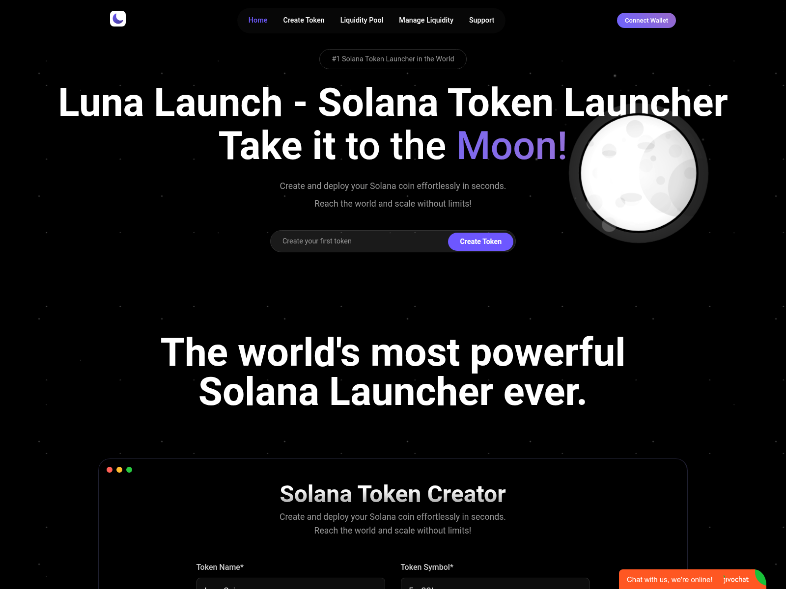 Screenshot of lunalaunchtoken.com