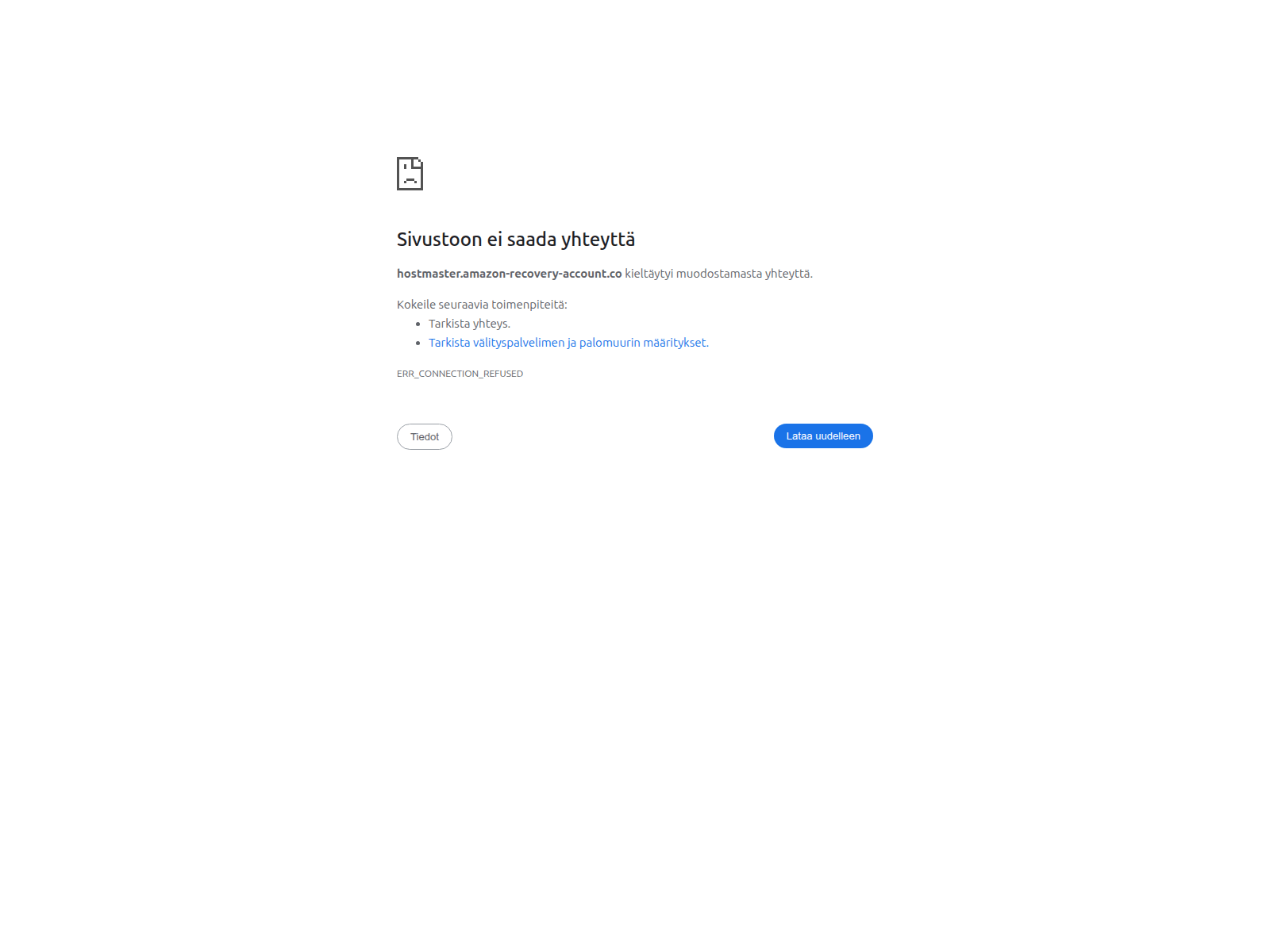 Screenshot of hostmaster.amazon-recovery-account.co
