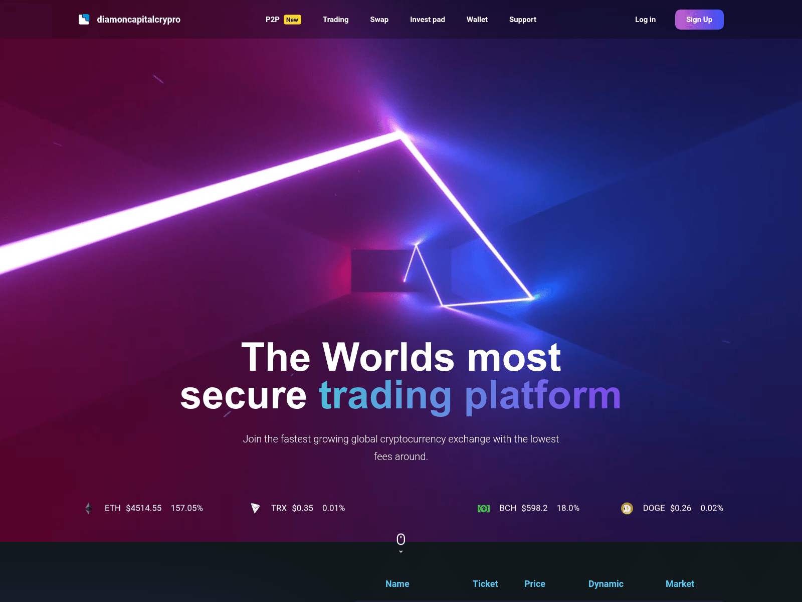 Screenshot of diamoncapitalcrypto.com