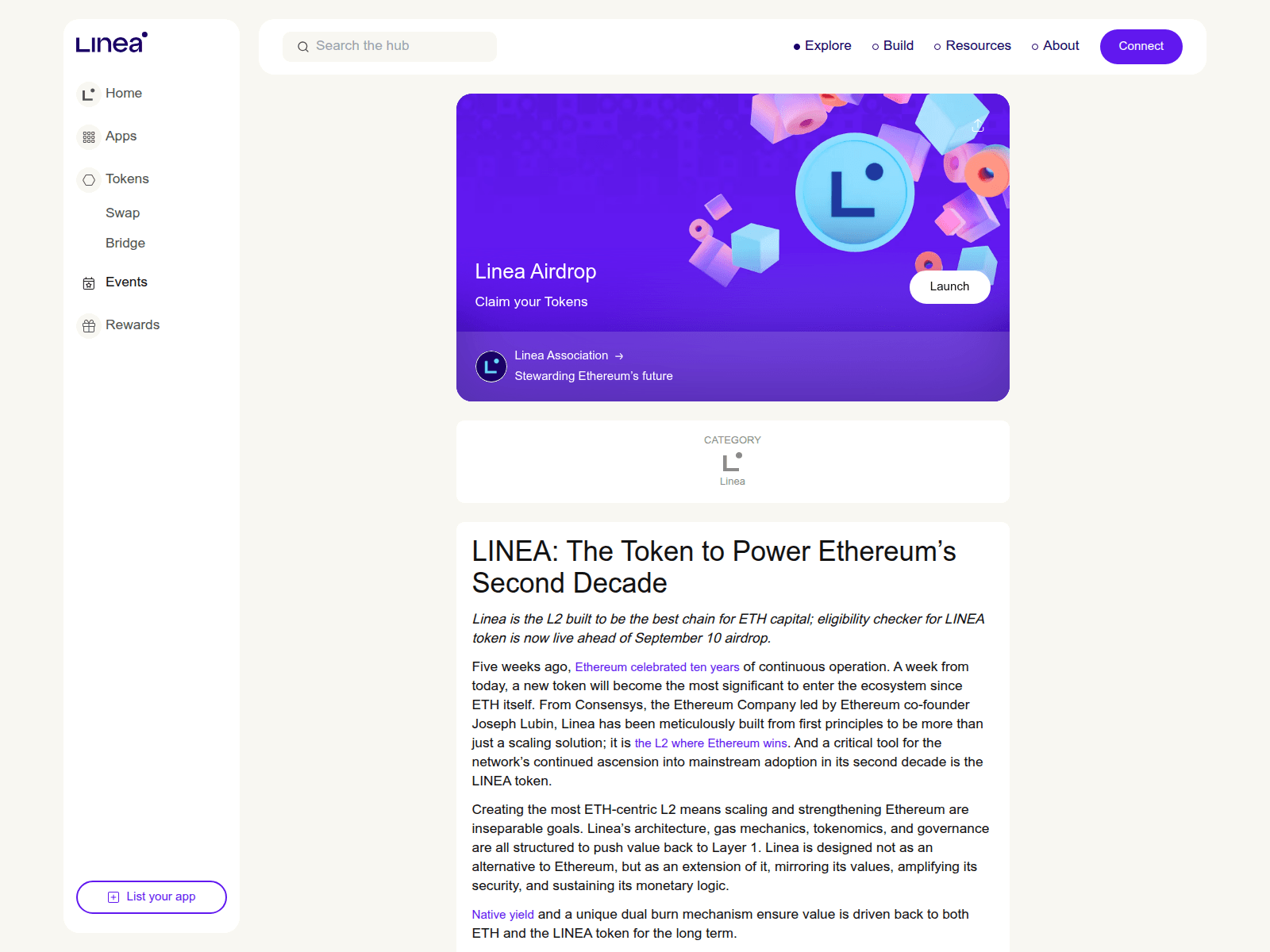 Screenshot of linea-on-eth.build