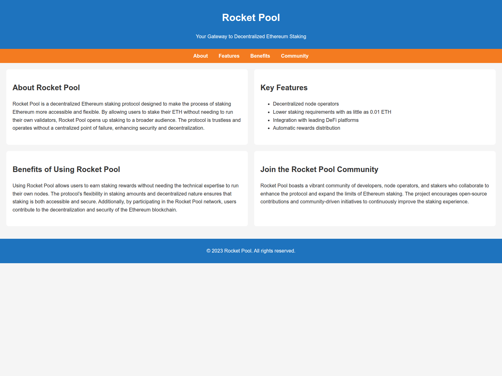 Screenshot of rocketpoolcrypto.live
