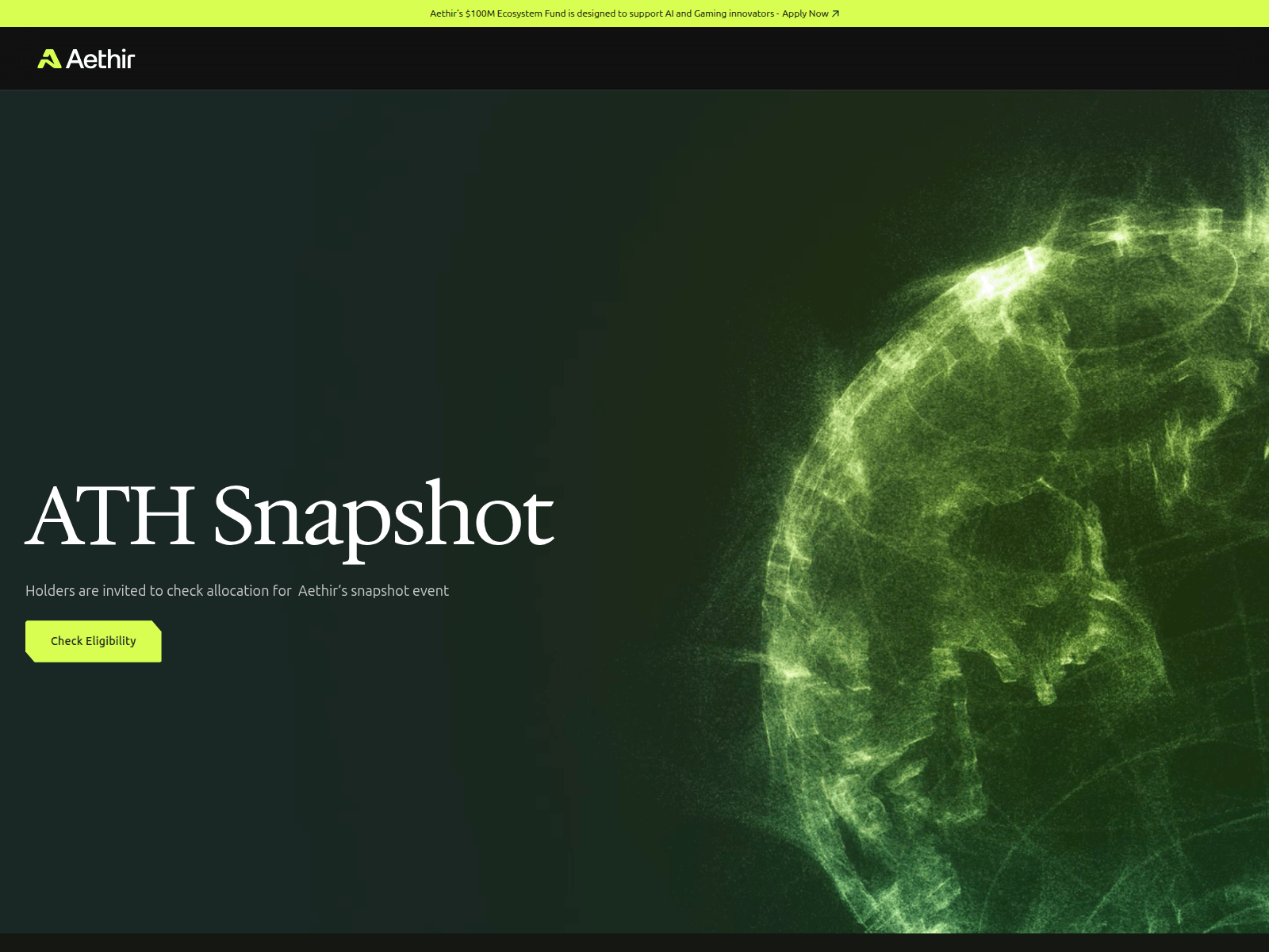 Screenshot of aethir-snapshot.com