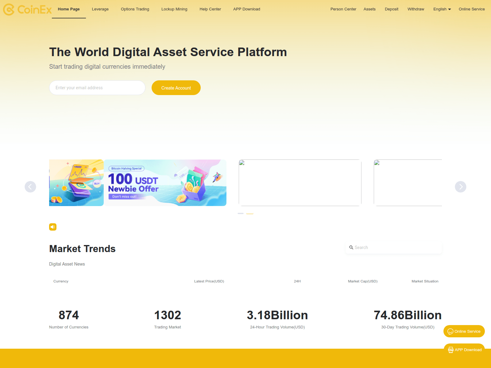 Screenshot of coinex.win