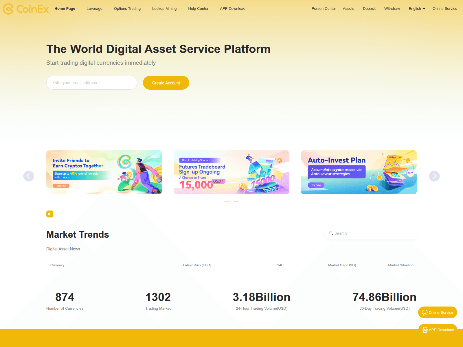 Screenshot of coinex.onl
