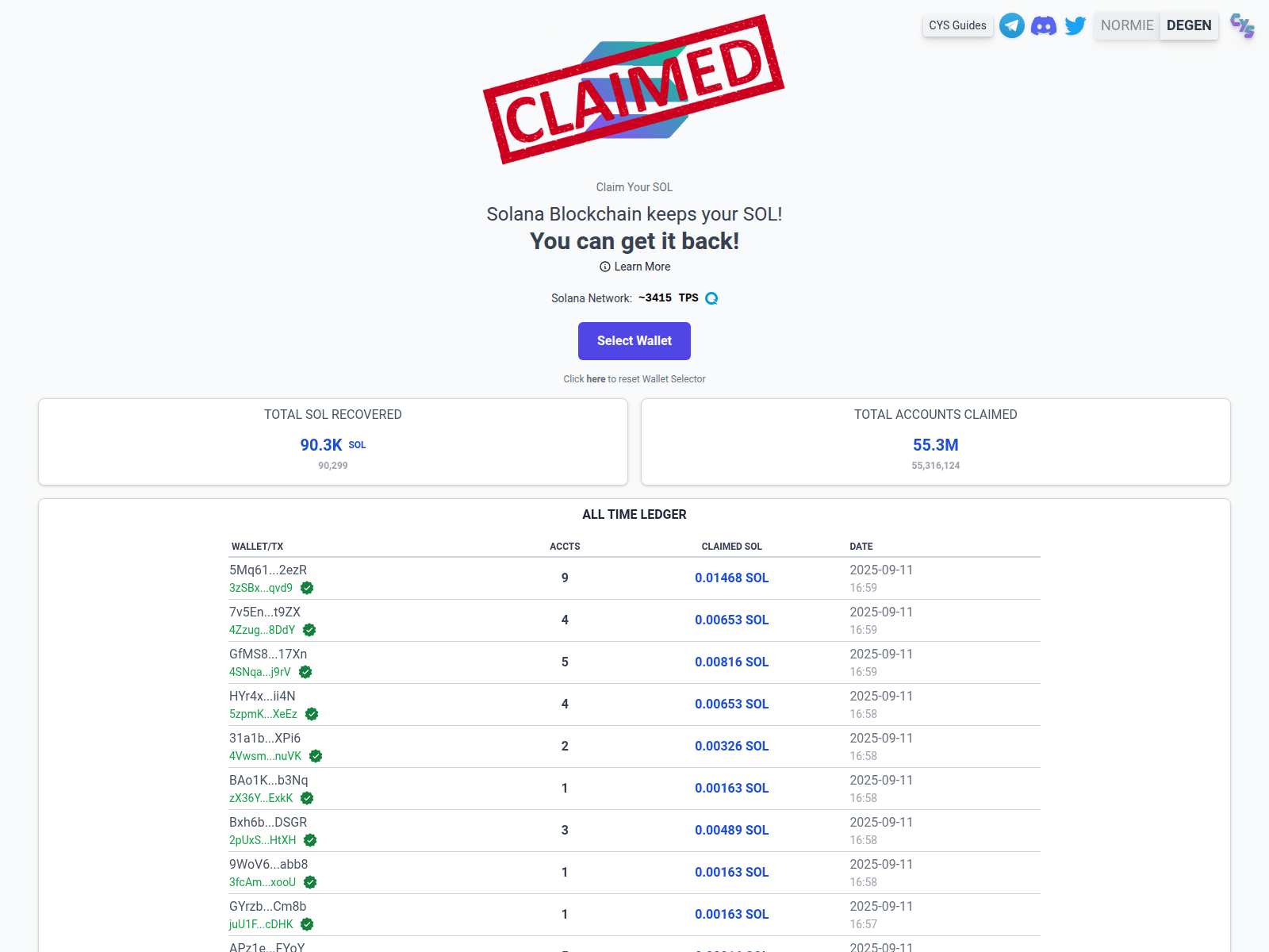 Screenshot of claimyoursol.trade