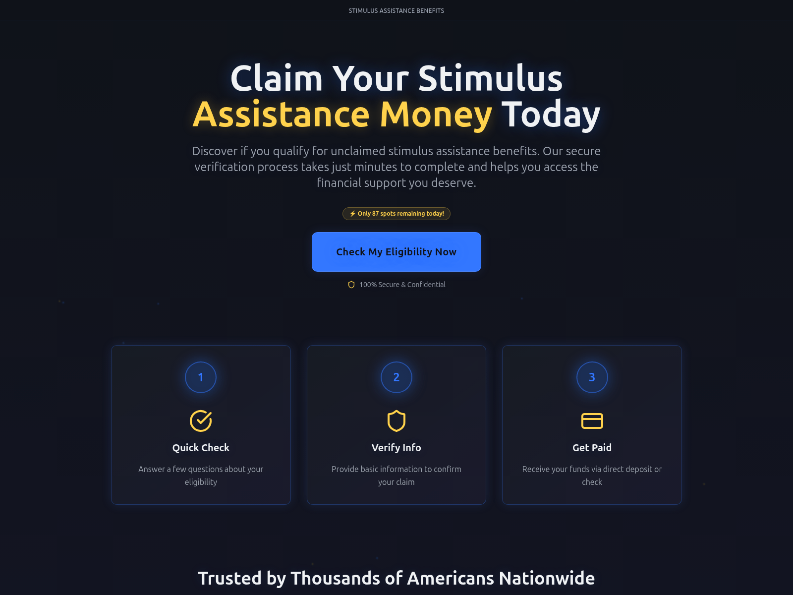 Screenshot of claimmystimulus.com
