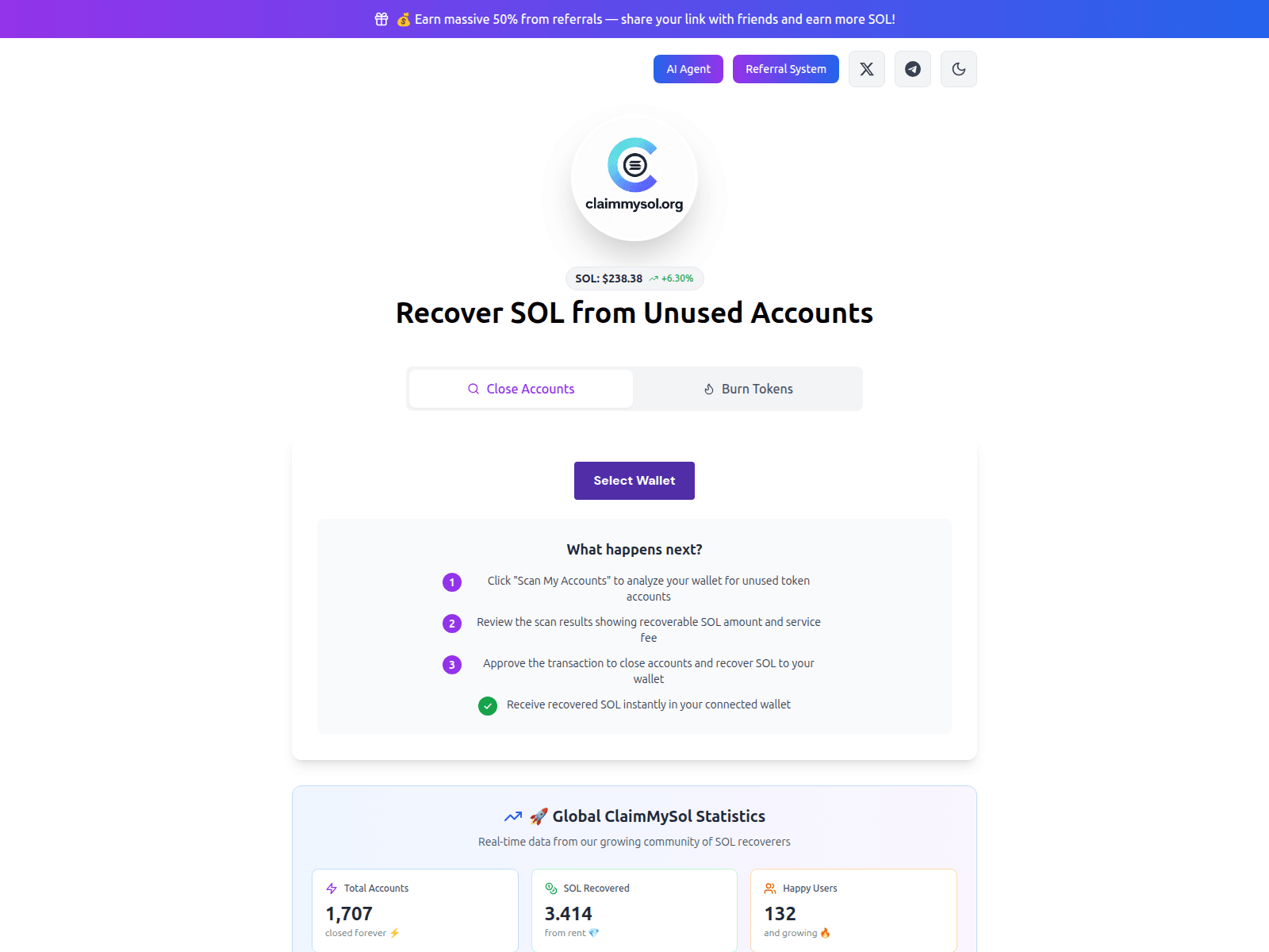 Screenshot of claimmysol.org