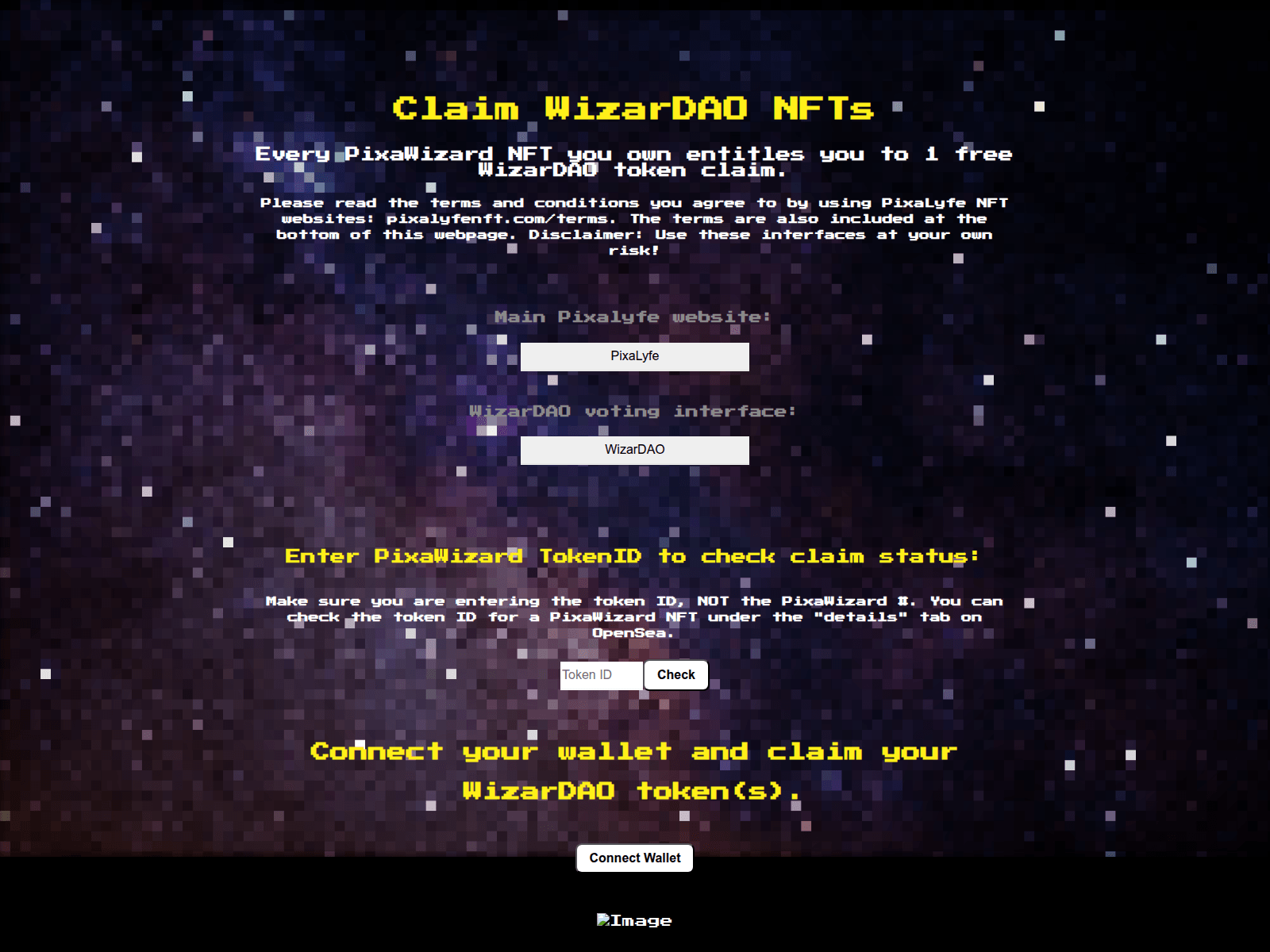 Screenshot of claim.wizardao.eth.limo