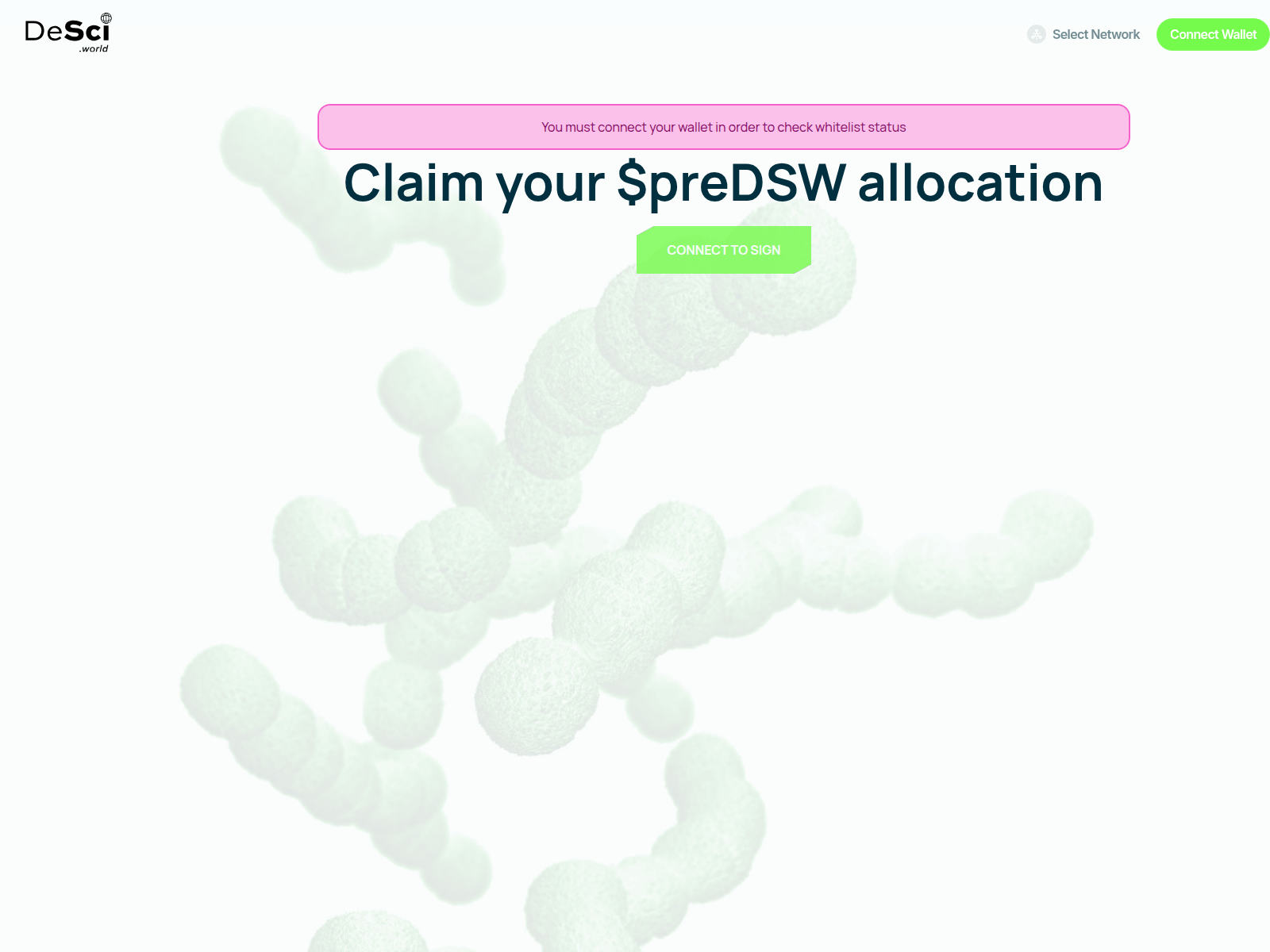 Screenshot of claim.desci.world