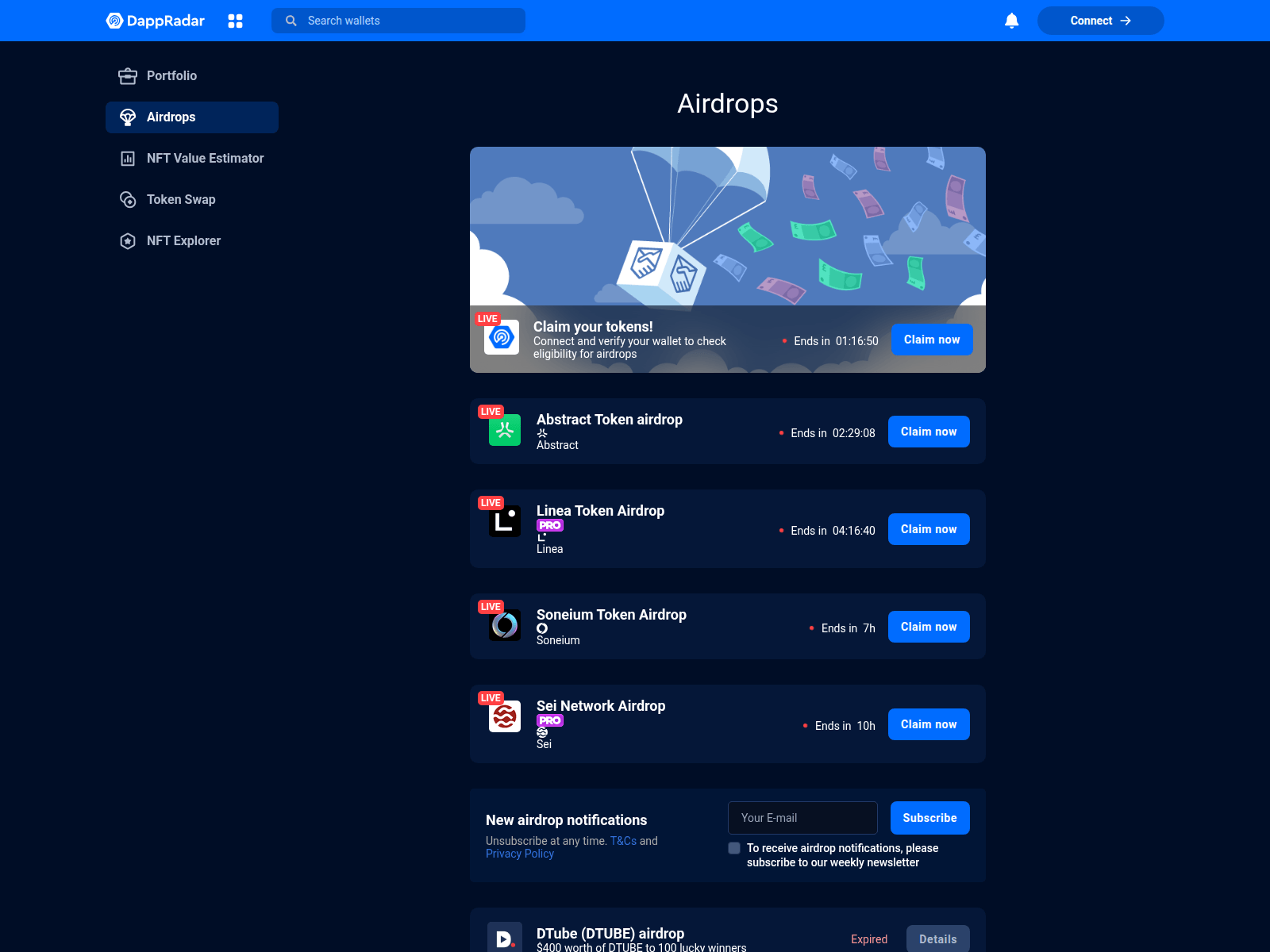 Screenshot of dappradarstest.pages.dev