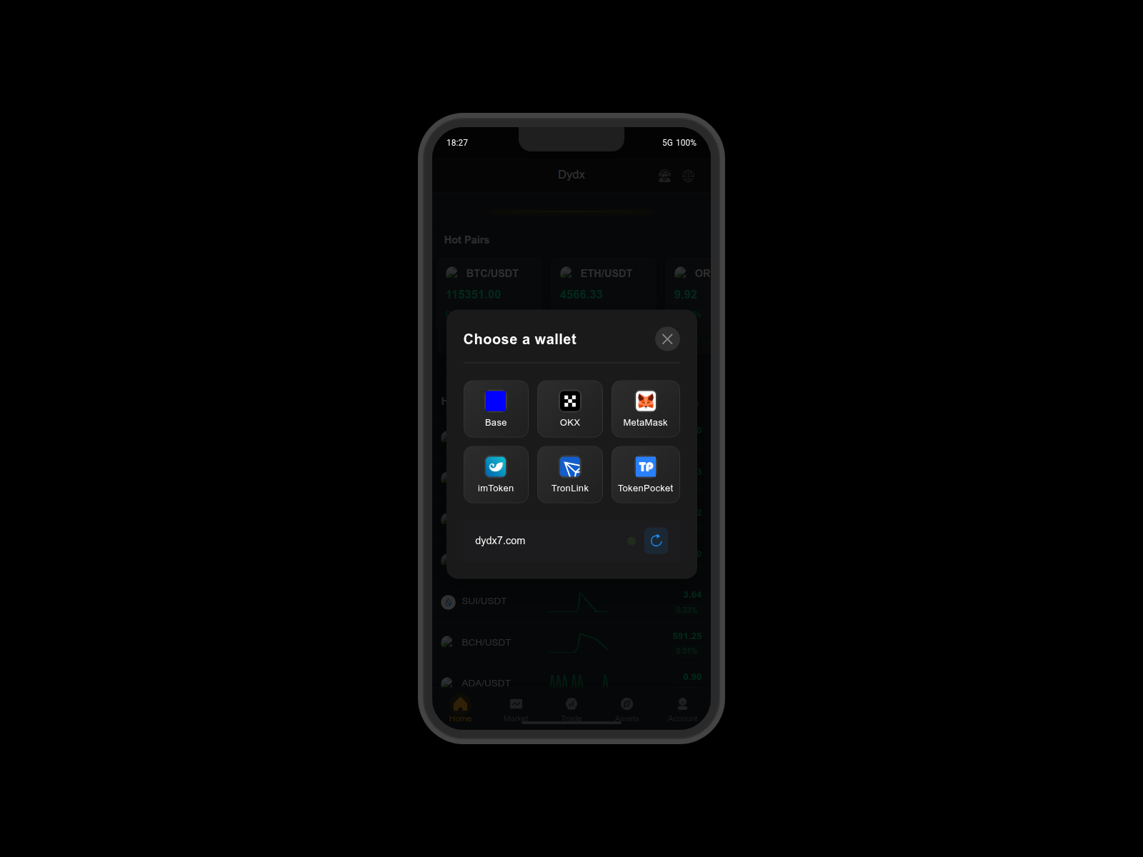 Screenshot of dydx7.com