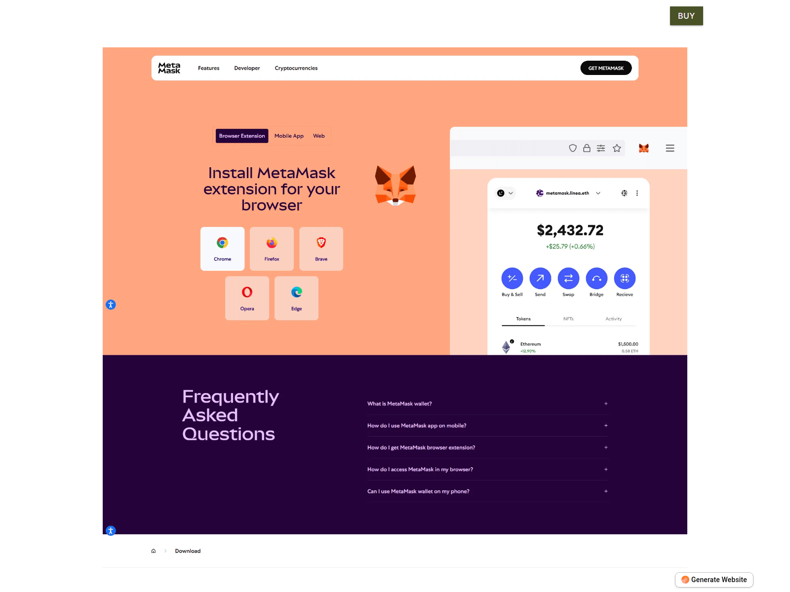 Screenshot of welcome-metamask-cdn.pineapple.page