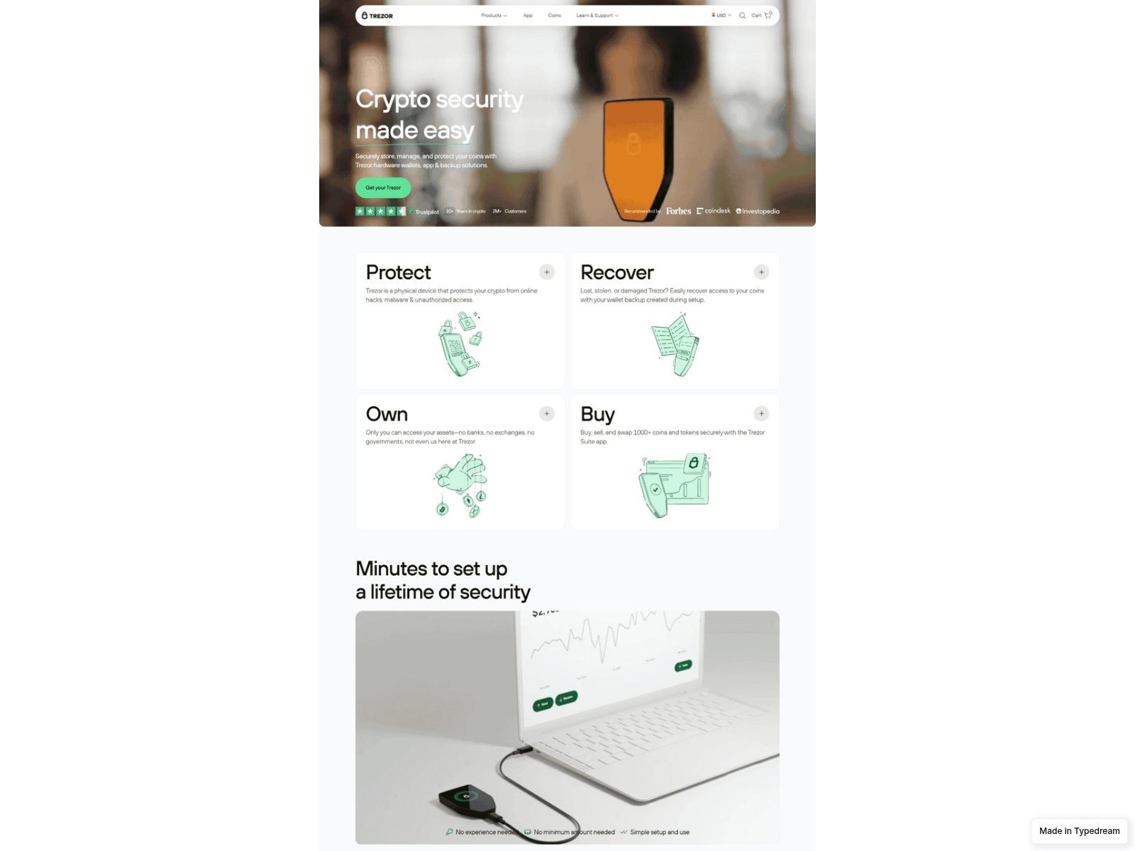 Screenshot of welcome-trezor-hardware.typedream.app