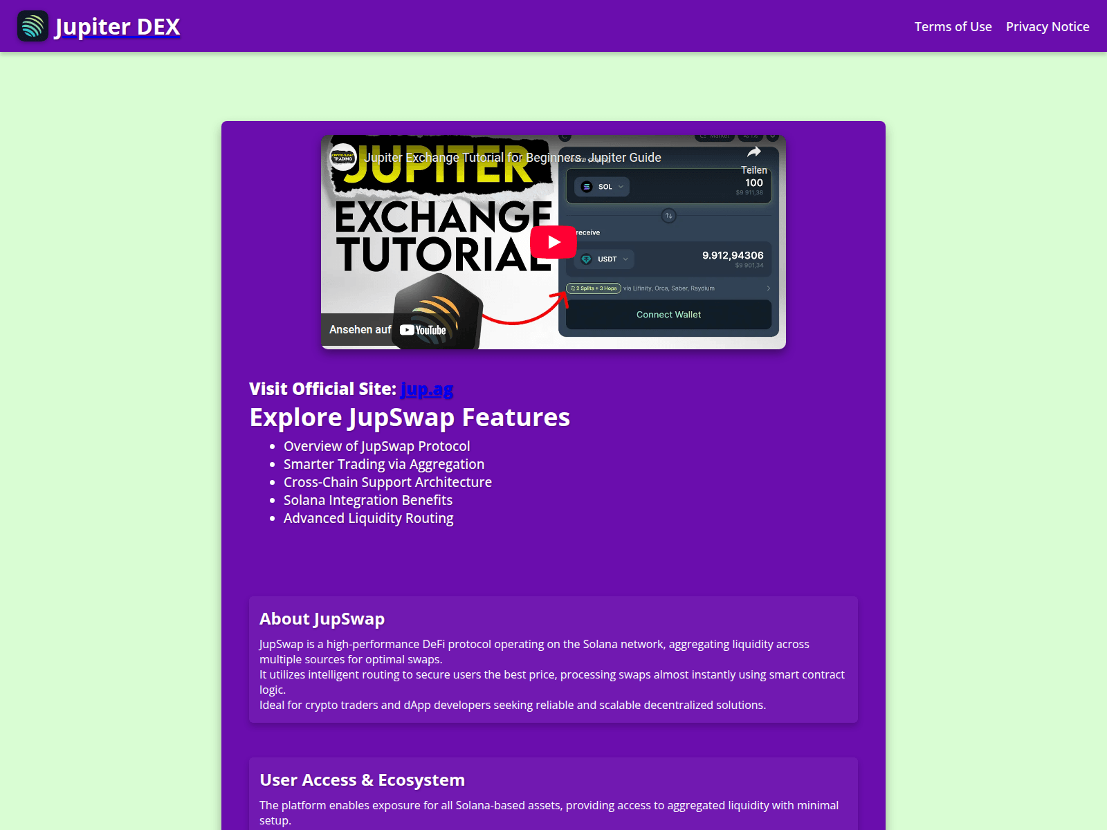 Screenshot of jupsolana.com