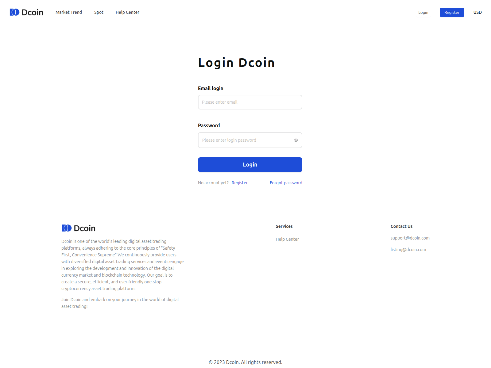 Screenshot of dcoin-login-exchange.com
