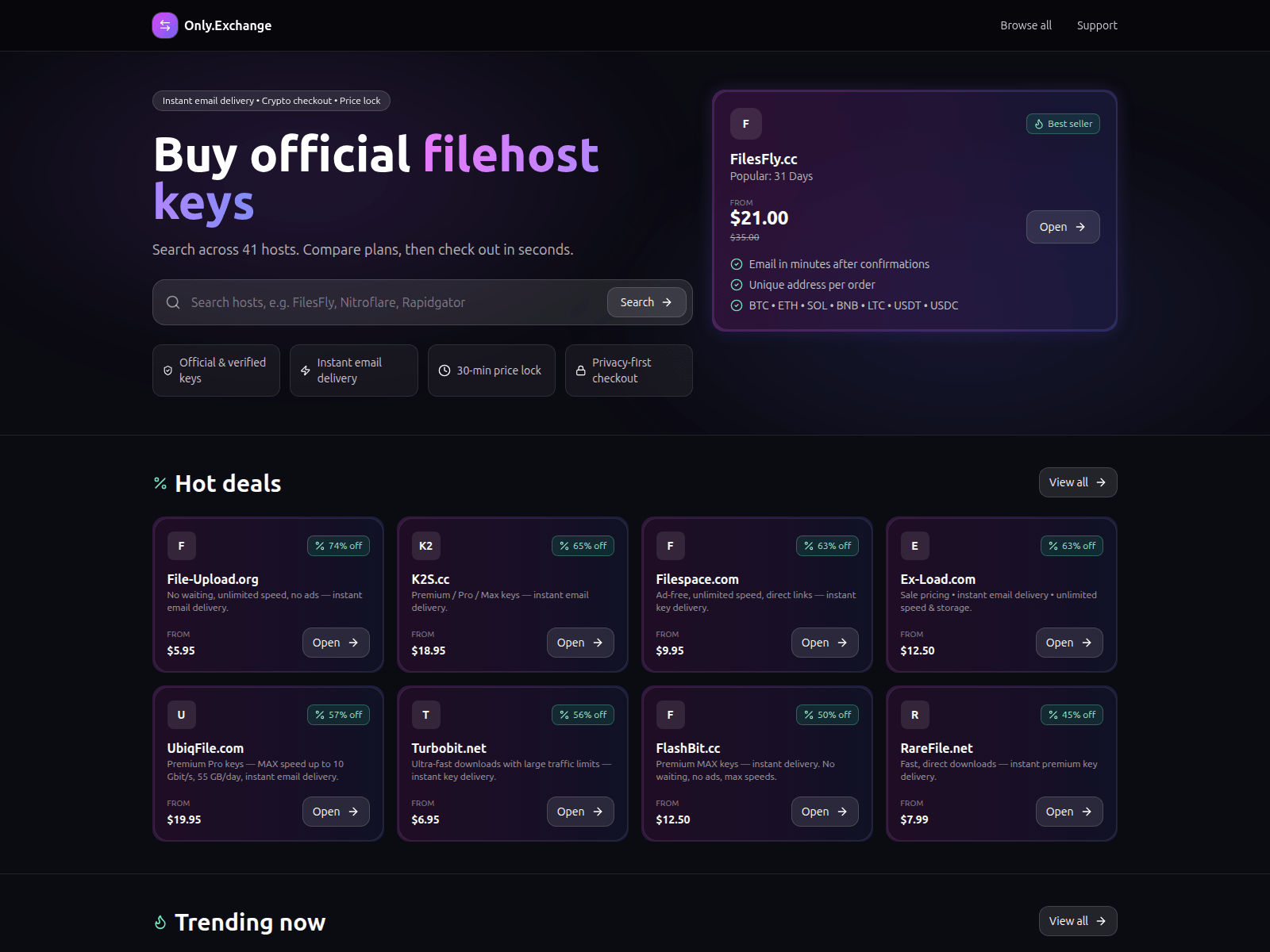 Screenshot of only.exchange