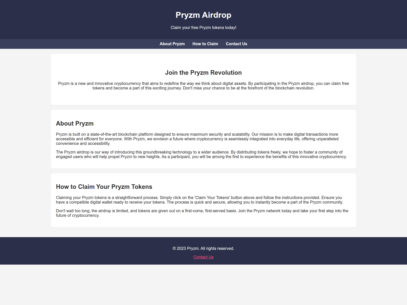 Screenshot of pryzmairdrop.live