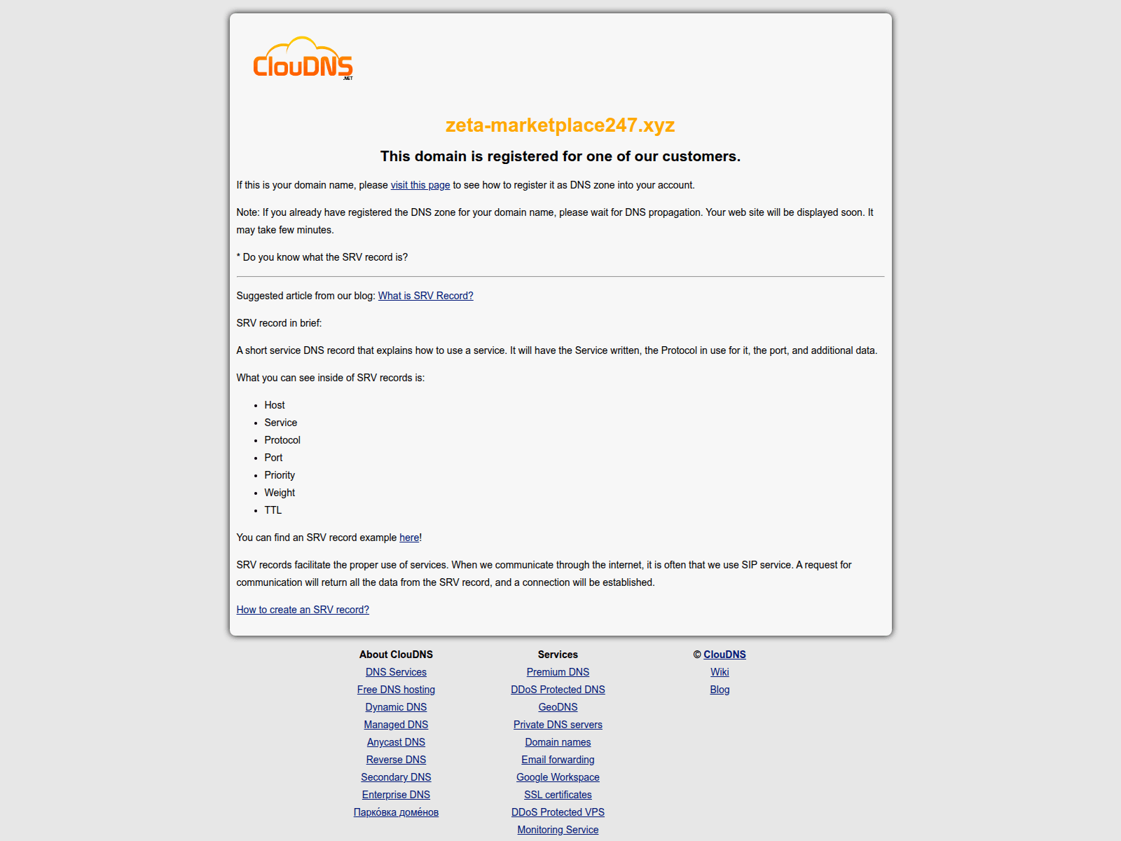 Screenshot of zeta-marketplace247.xyz