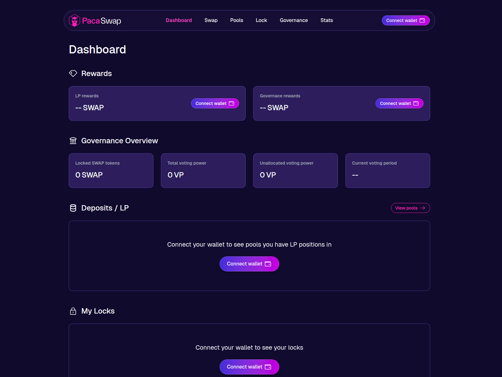 Screenshot of pacaswapdashboard.com