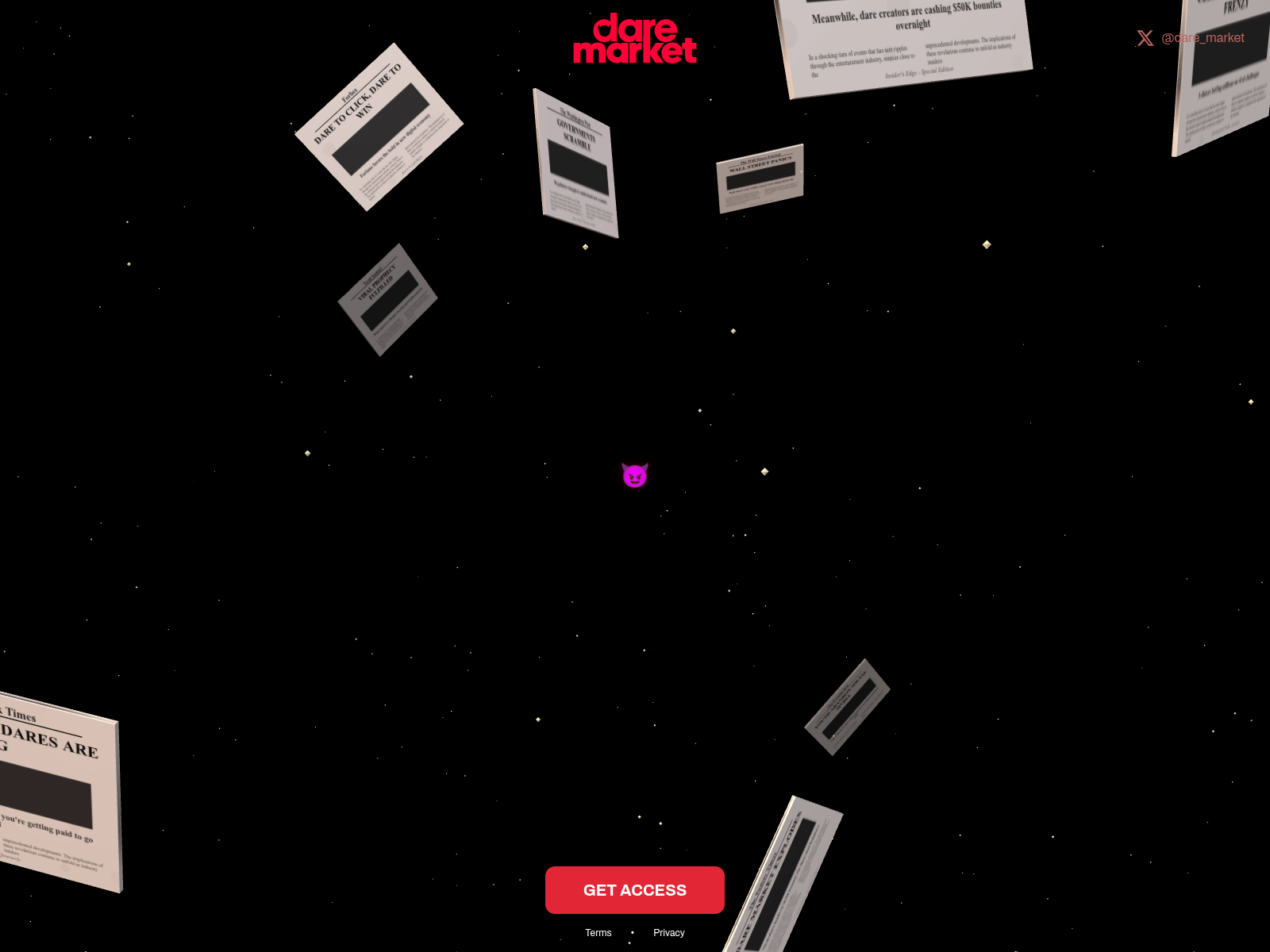 Screenshot of dare.market