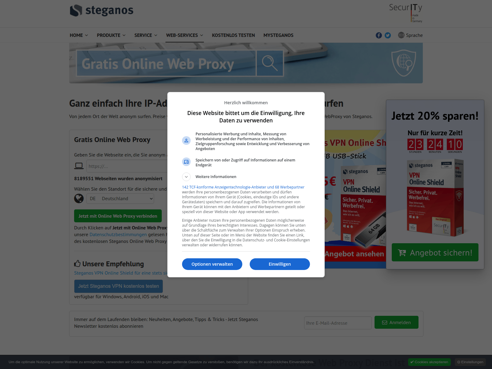 Screenshot of proxy-de.steganos.com