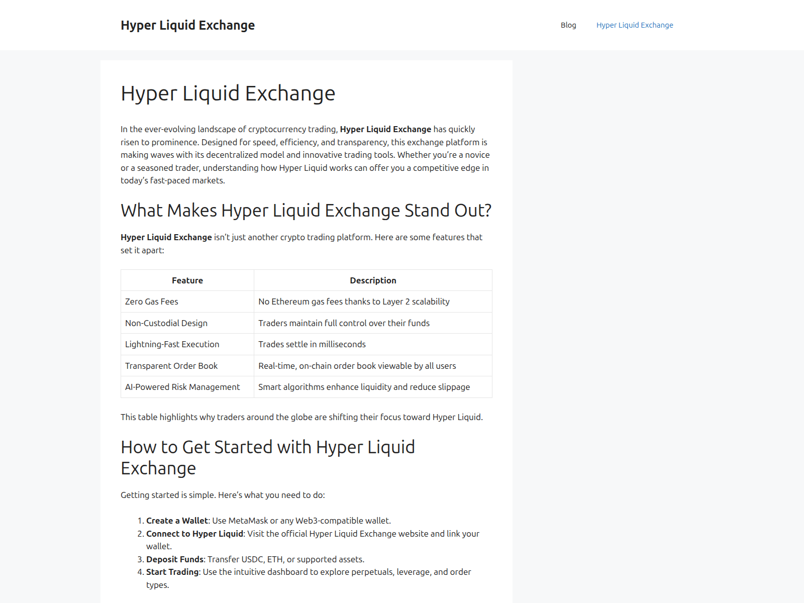 Screenshot of hyperliquidexchange.info