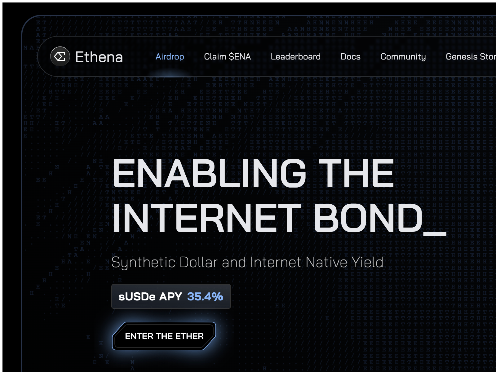Screenshot of app-ethena.github.io