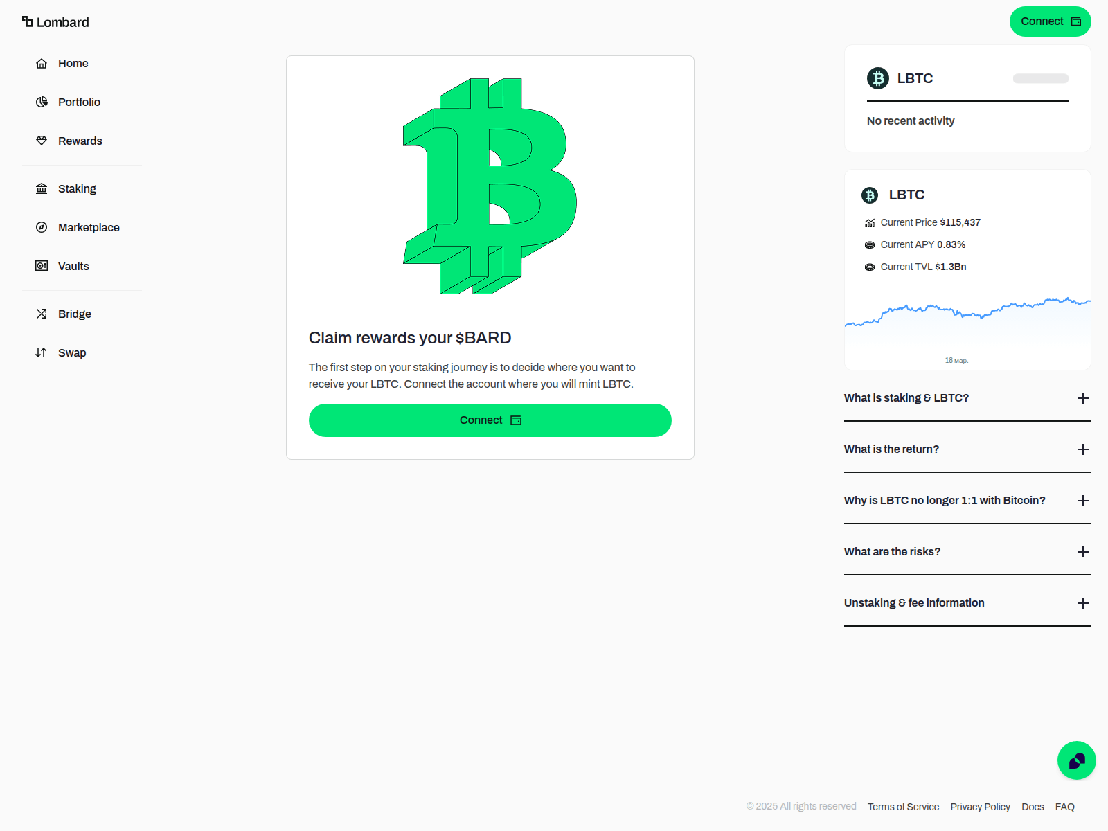 Screenshot of claim.lombarde.xyz
