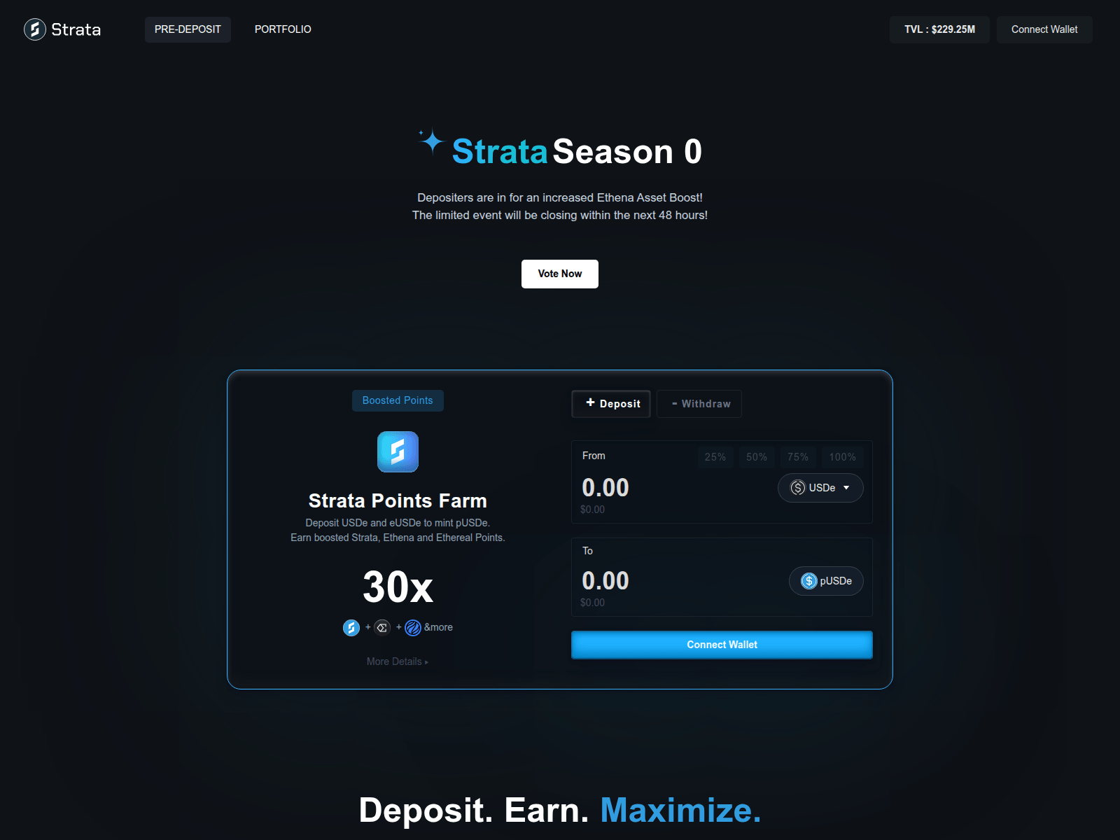 Screenshot of vote-strata.money