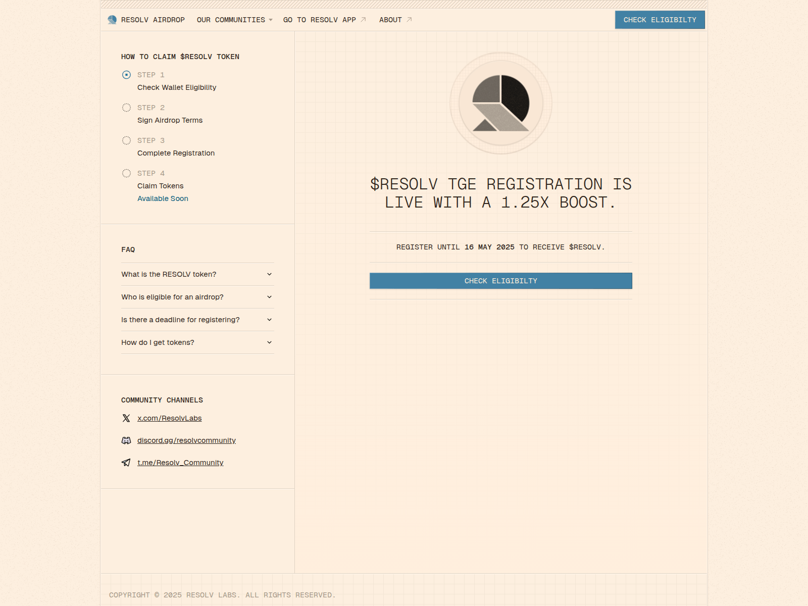 Screenshot of resolv-tge.xyz