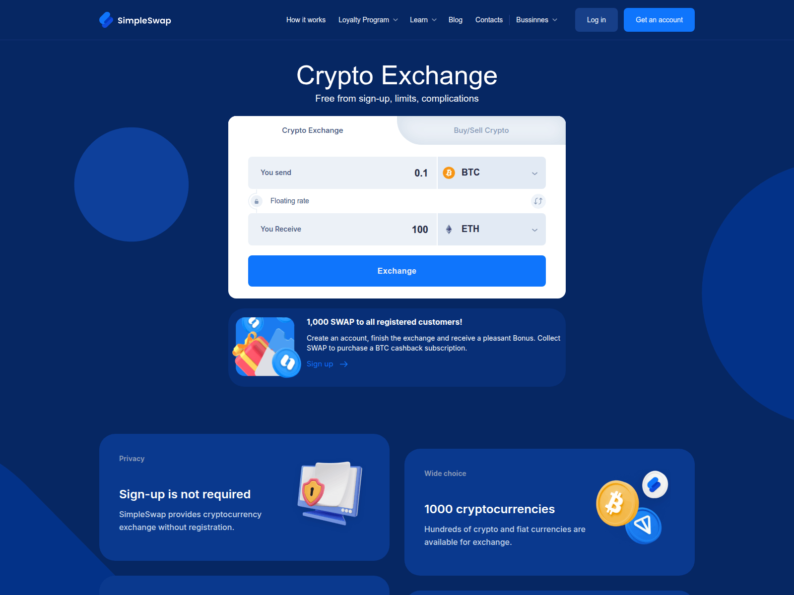 Screenshot of simpleswap.live