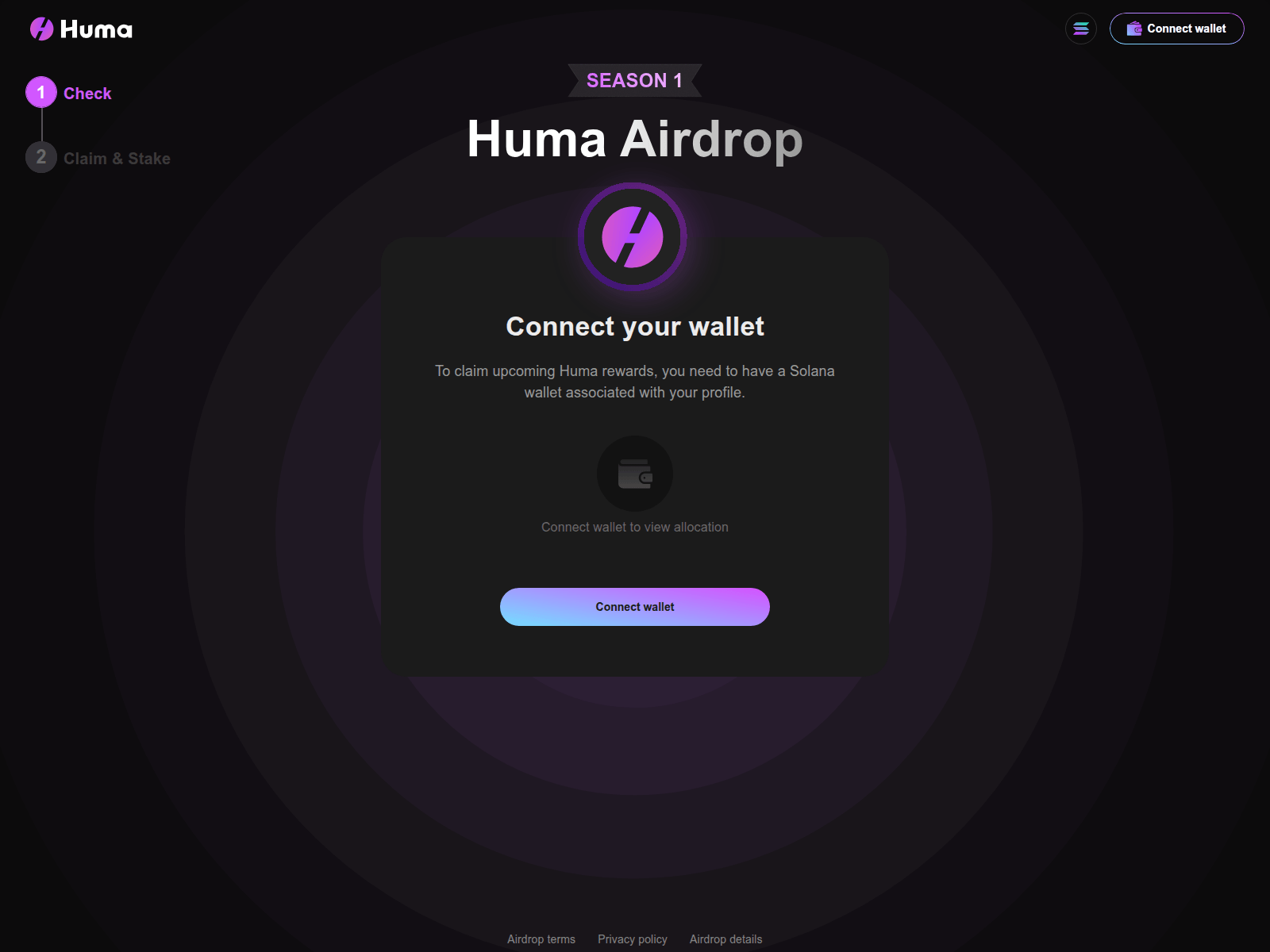 Screenshot of claim.humafinance.buzz