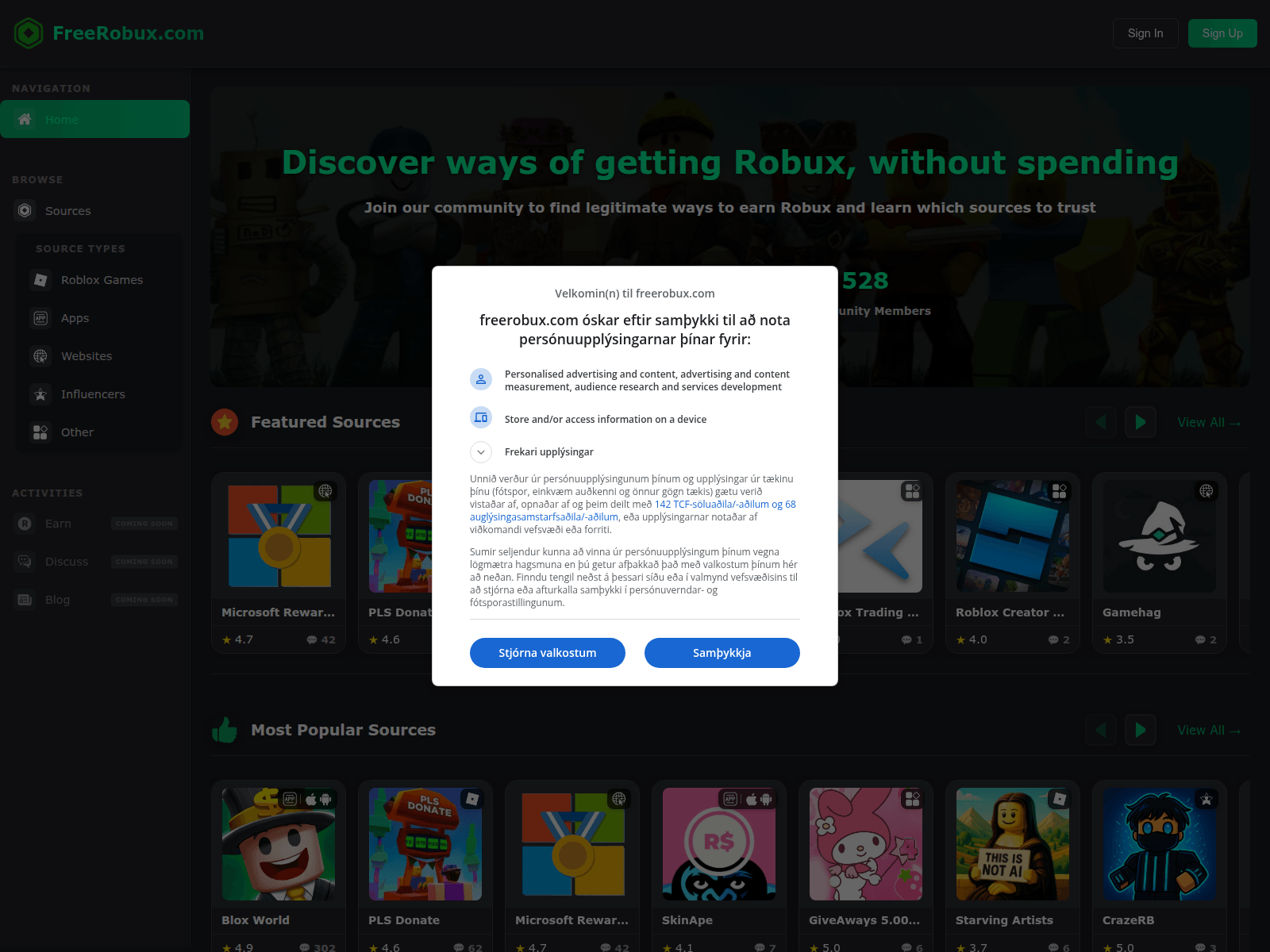 Screenshot of freerobux.com