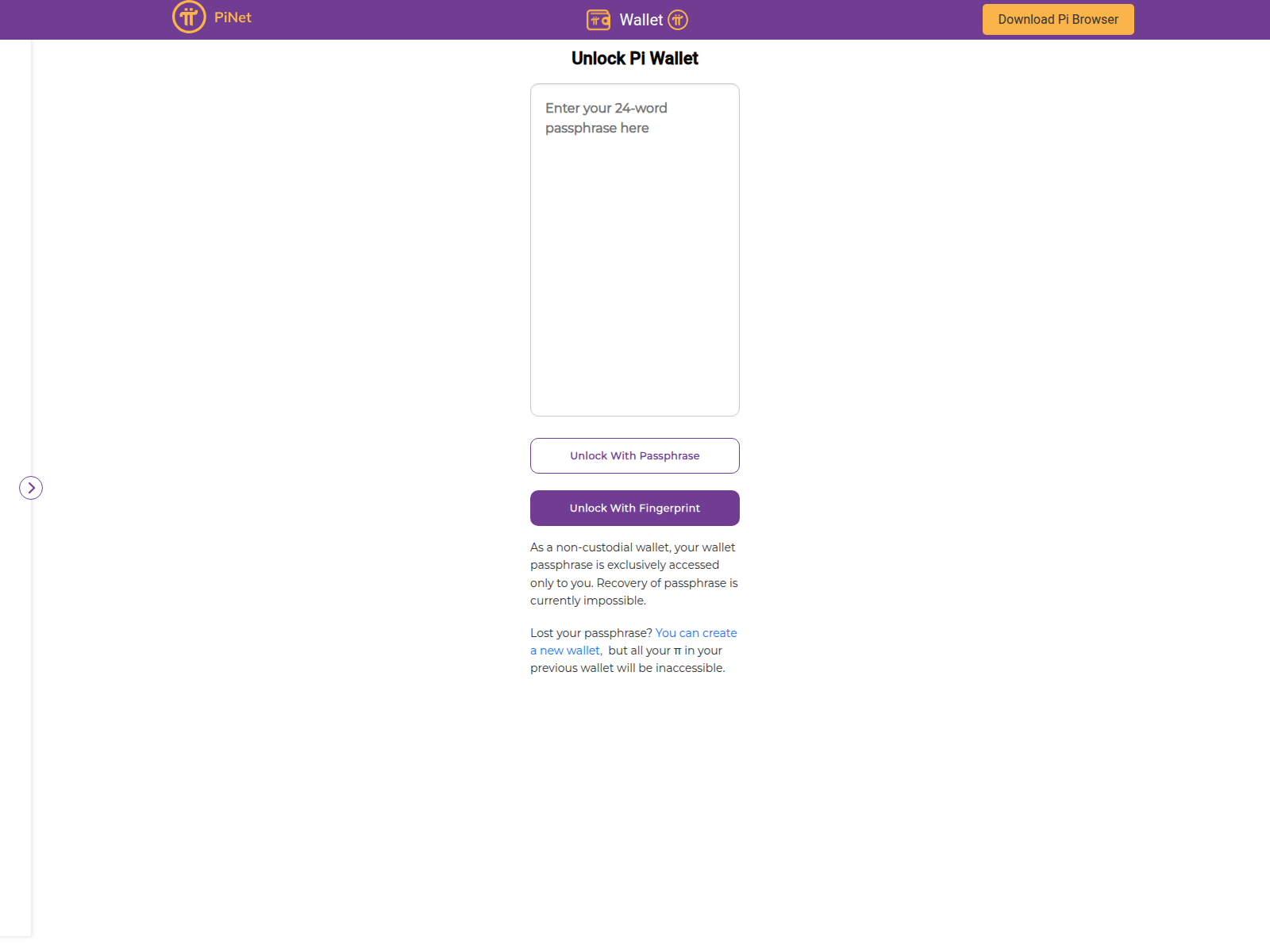 Screenshot of walletpinet.com