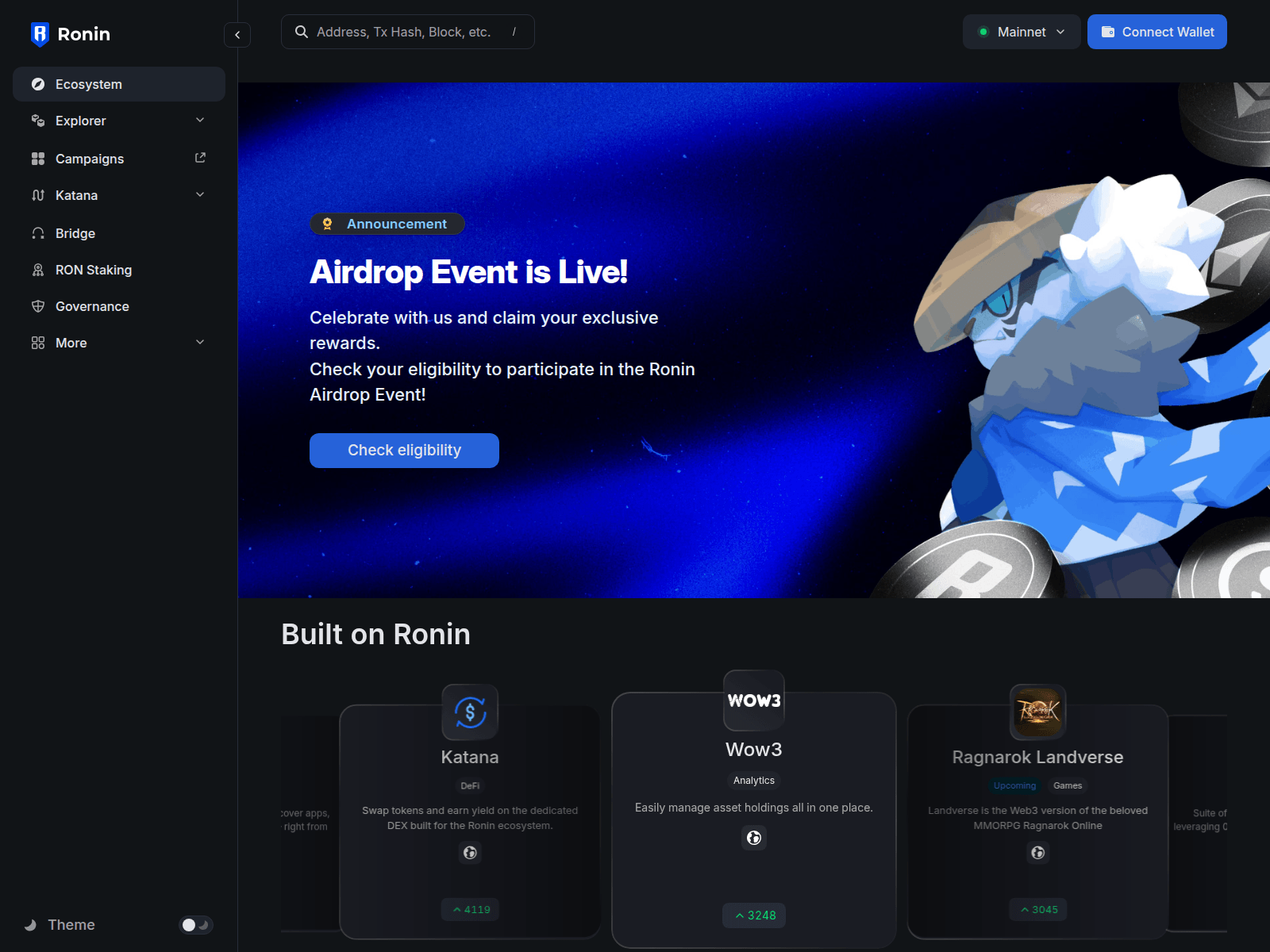 Screenshot of app.walletronin.com