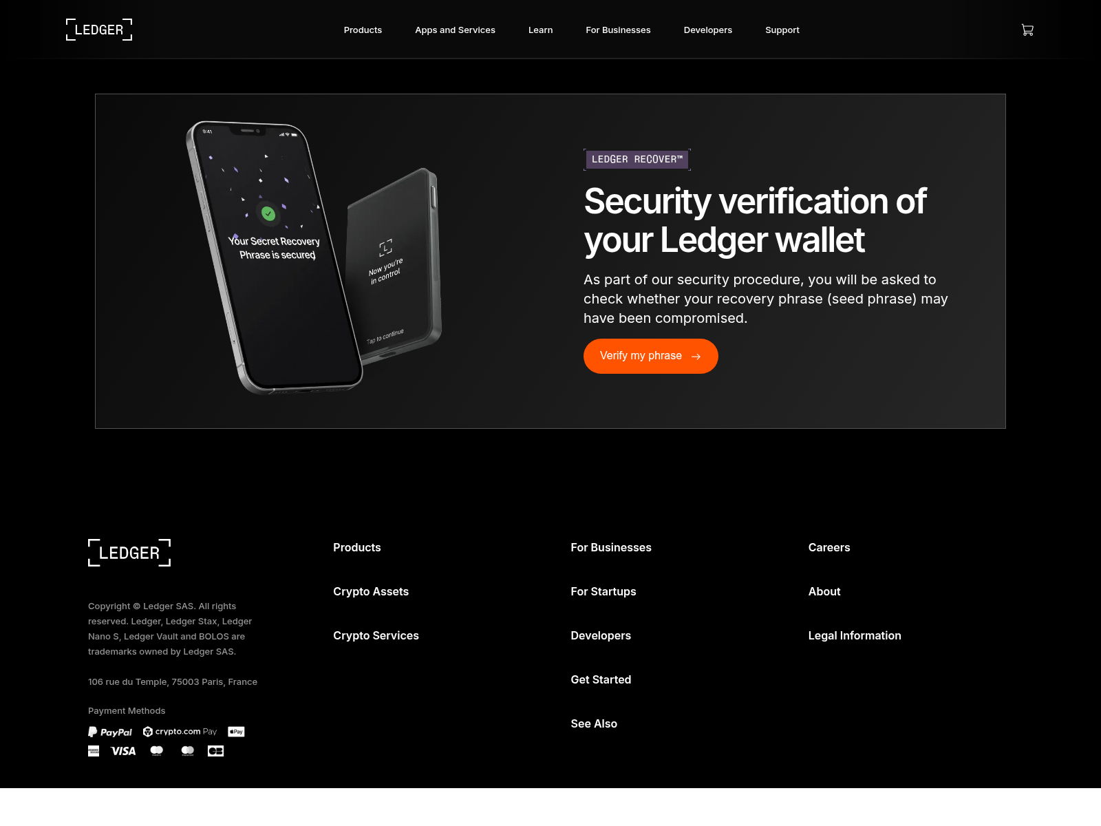 Screenshot of ledger-securityphrase.com