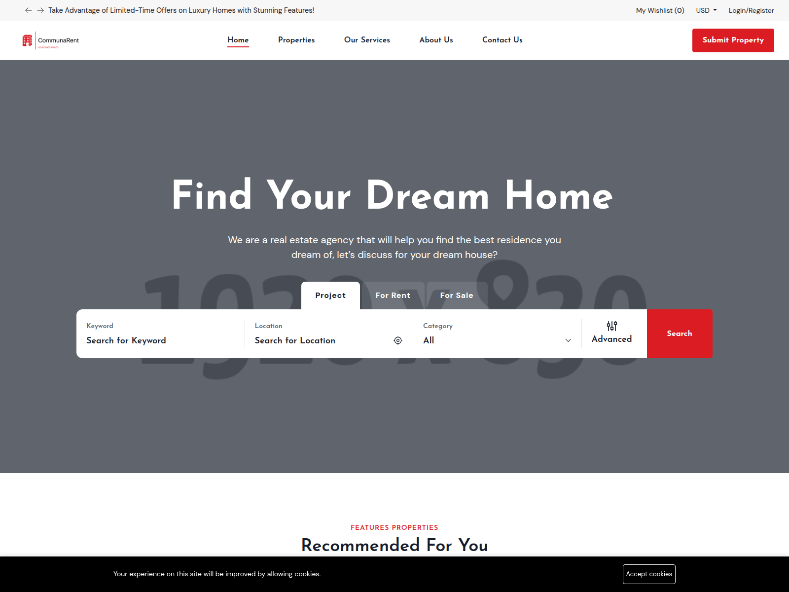 Screenshot of www.communarent.com