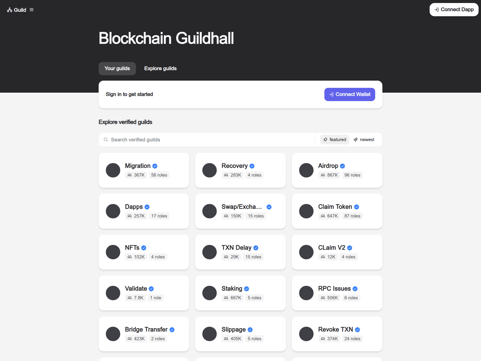 Screenshot of www.connect.decentralizeddapp.xyz