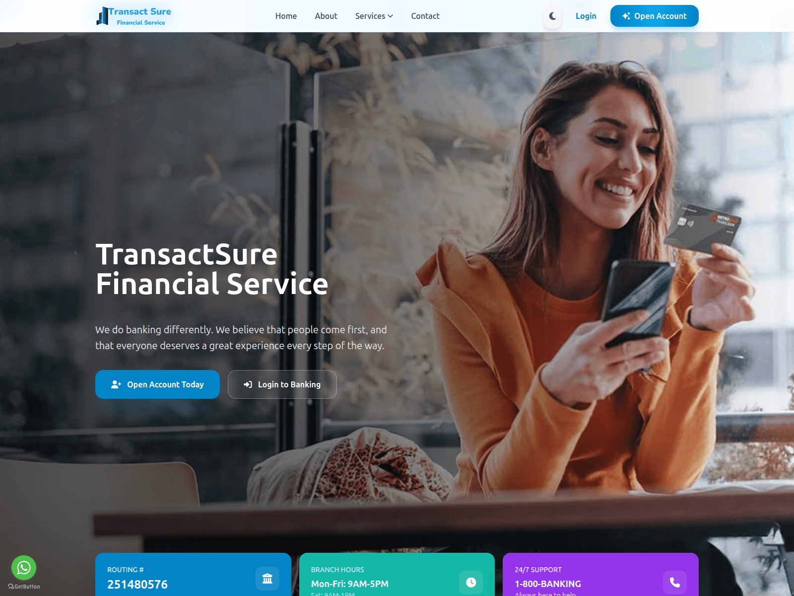 Screenshot of transactsurefinancialservice.world