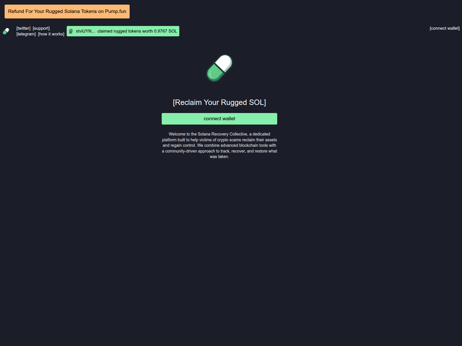 Screenshot of pumpfun-refundsol.web.app