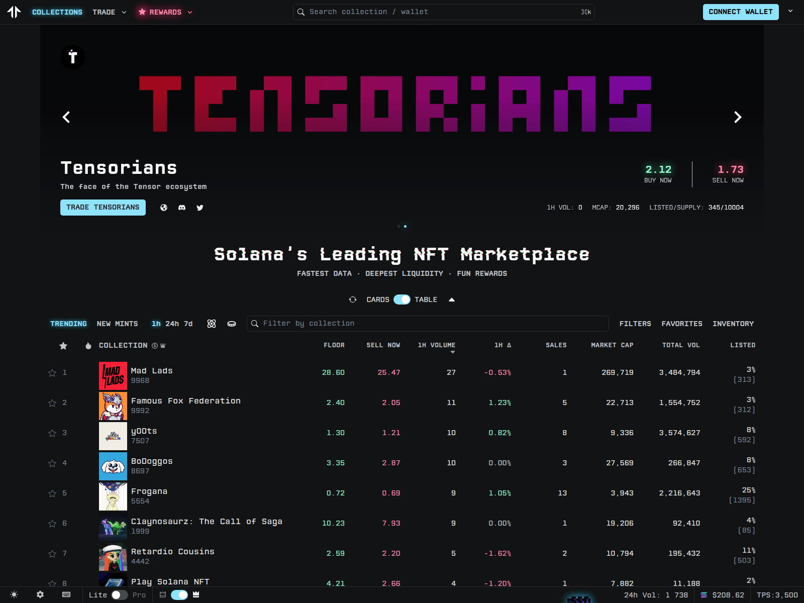 Screenshot of www-tensor.trade