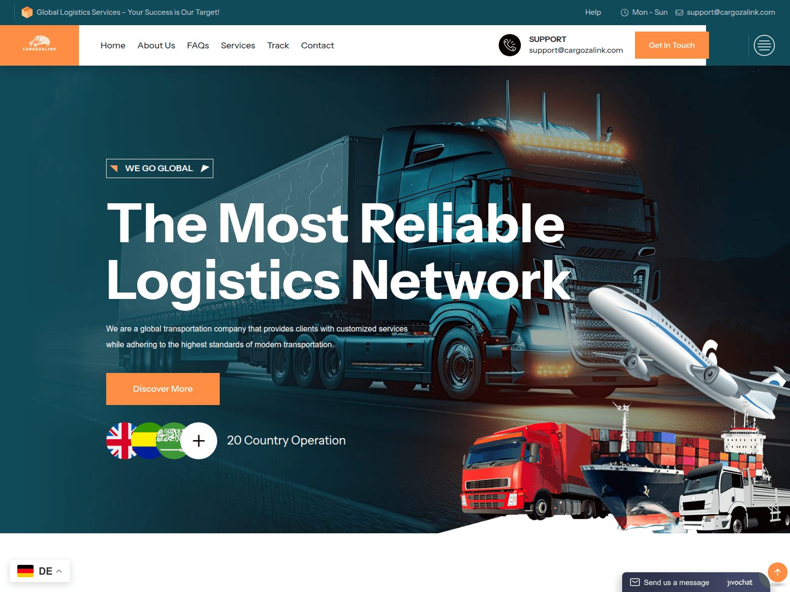 Screenshot of cargozalink.com