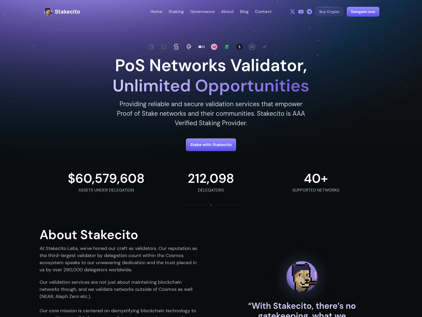 Screenshot of stakecito.live