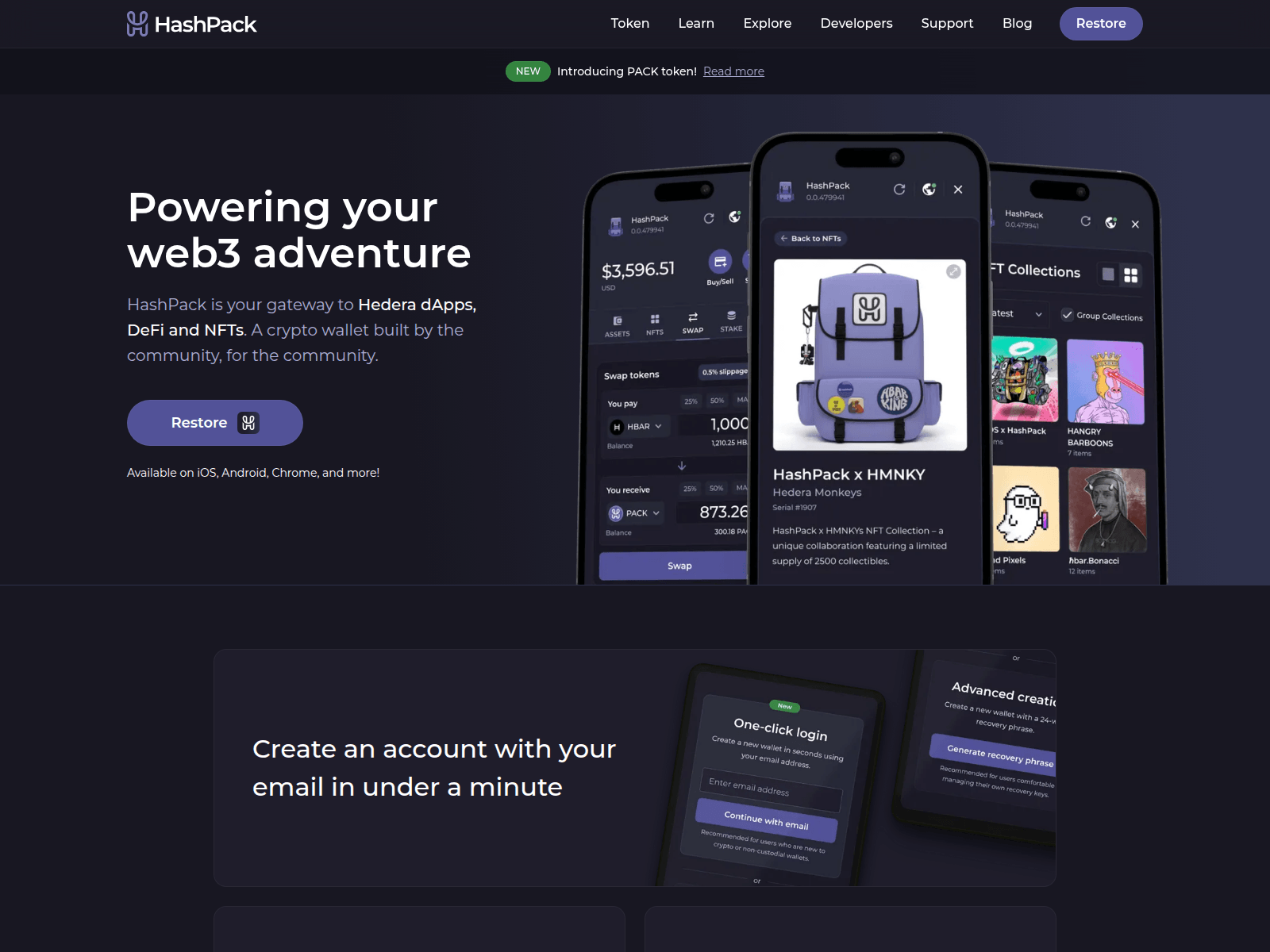 Screenshot of hashpackapp.net