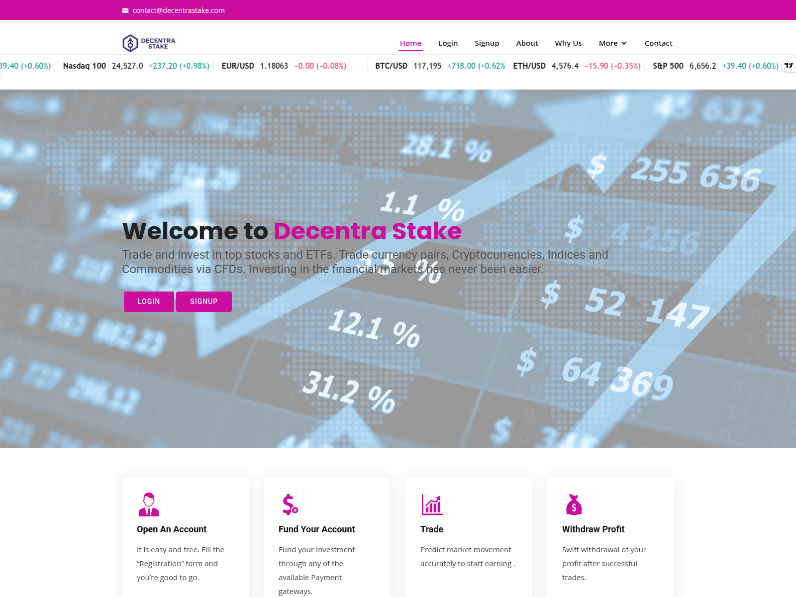 Screenshot of decentrastake.com.swiftmaxline-ltd.com