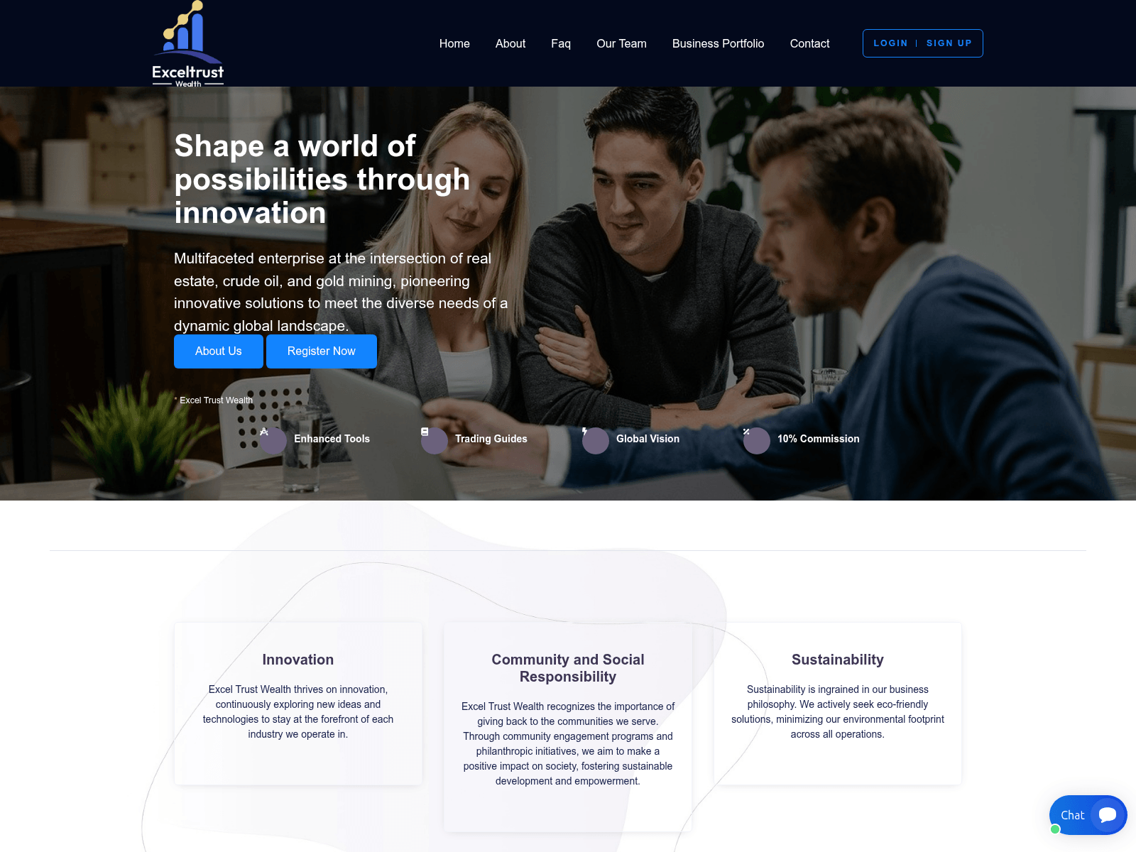 Screenshot of exceltrustwealth.com