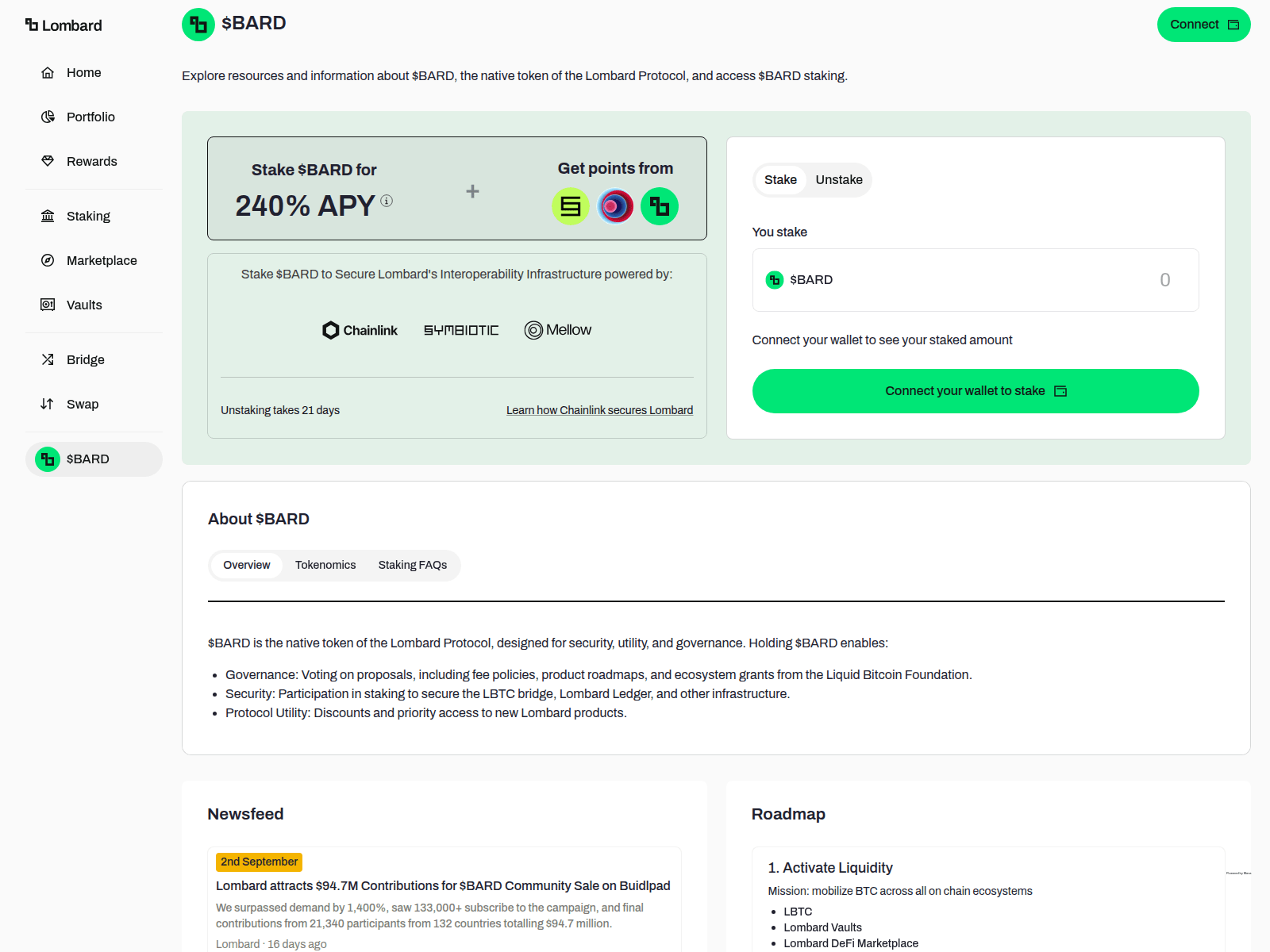 Screenshot of staking.lombard-fin.com